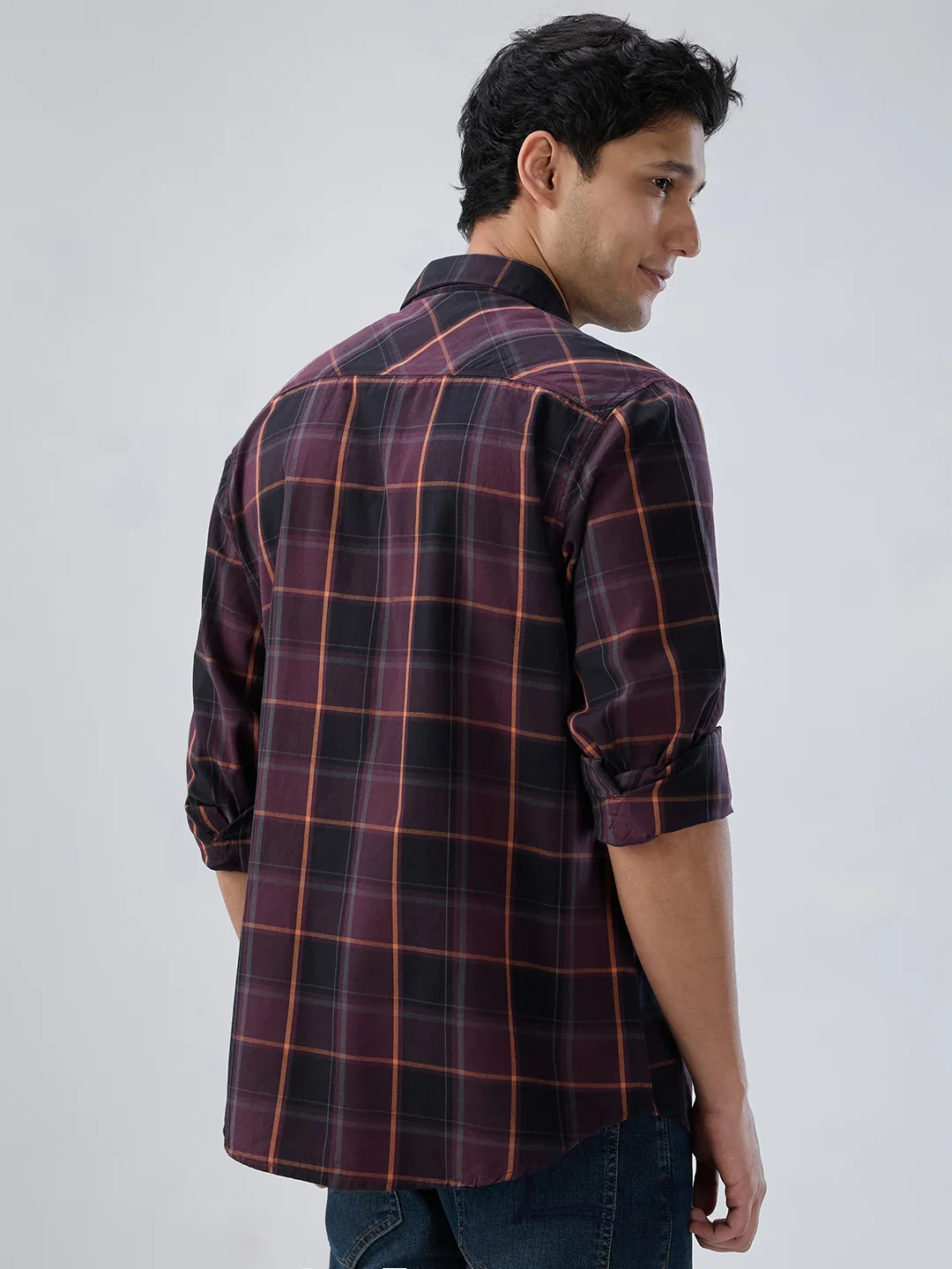 Men Shirt Check Red Regular Fit - Image 6