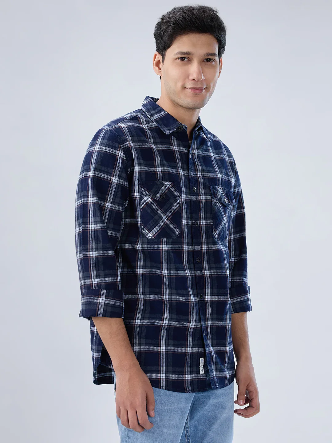 Men Shirt Check Green Regular Fit - Image 3