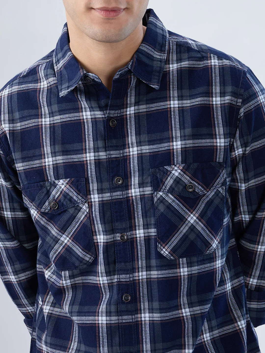 Men Shirt Check Green Regular Fit - Image 4