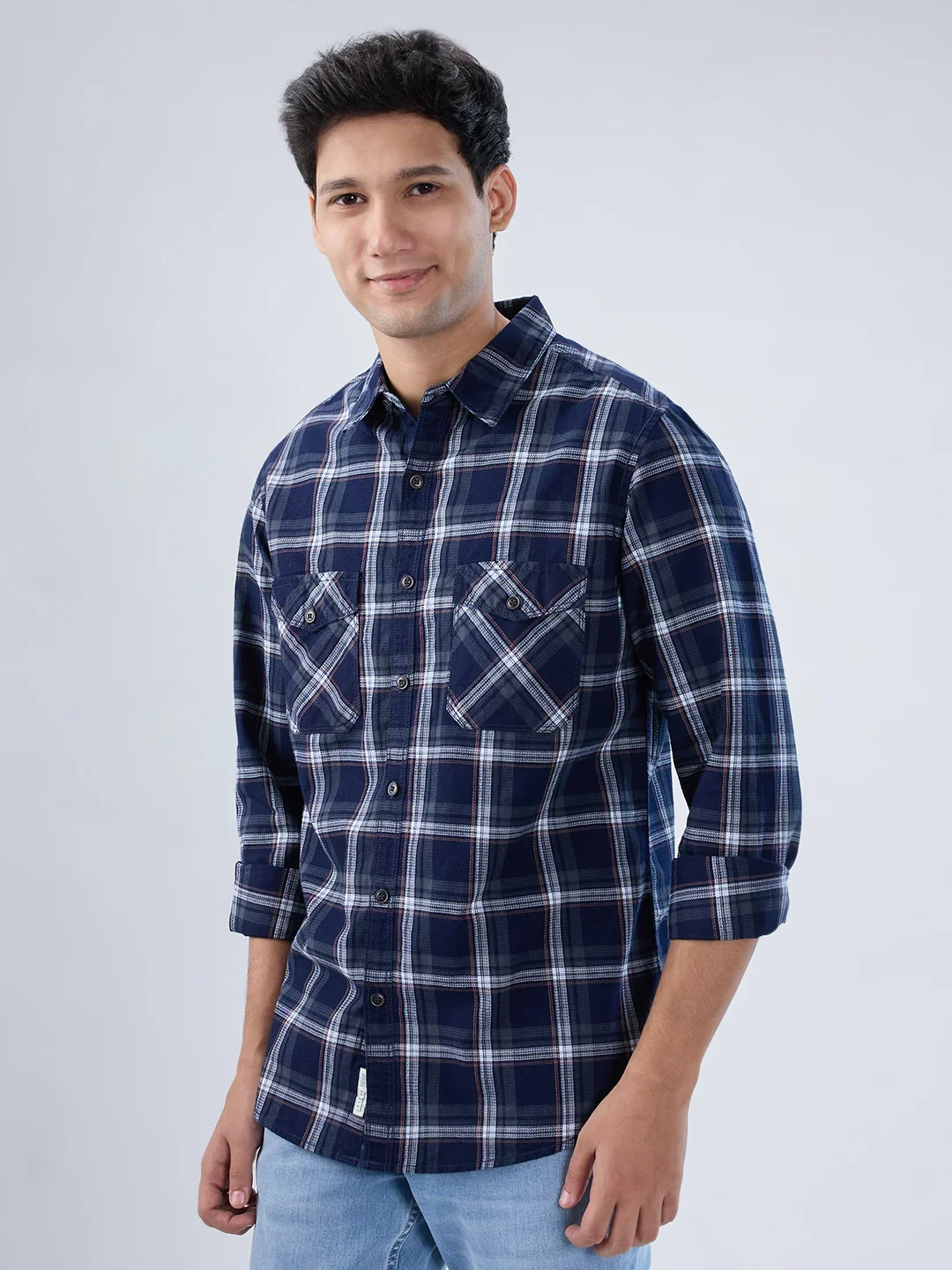 Men Shirt Check Green Regular Fit - Image 5