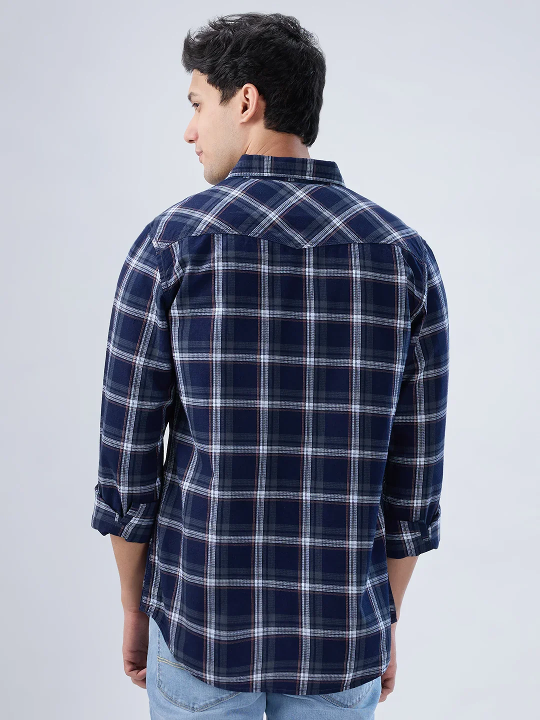 Men Shirt Check Green Regular Fit - Image 6