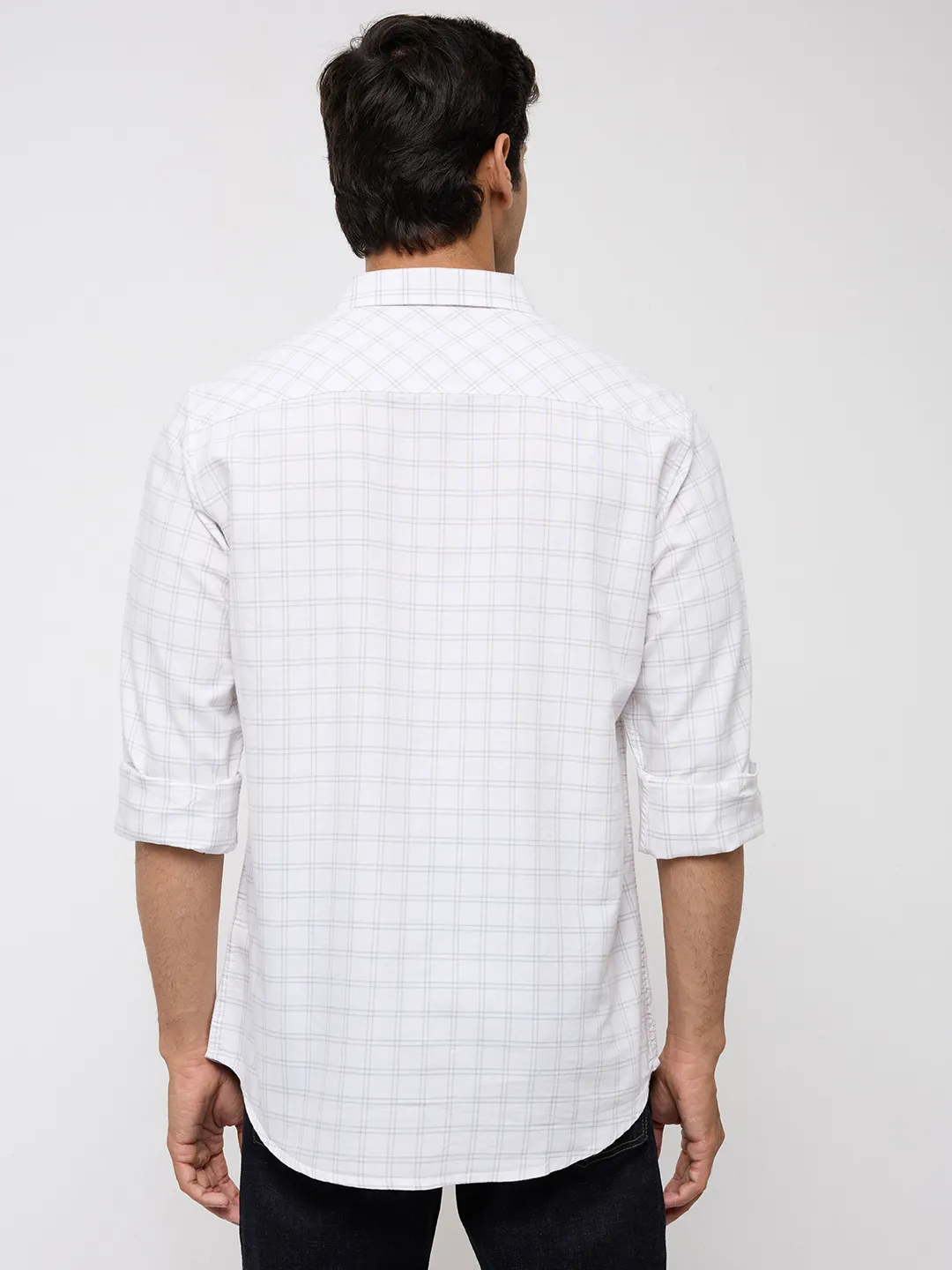 Men Shirt Check Off White Regular Fit - Image 5