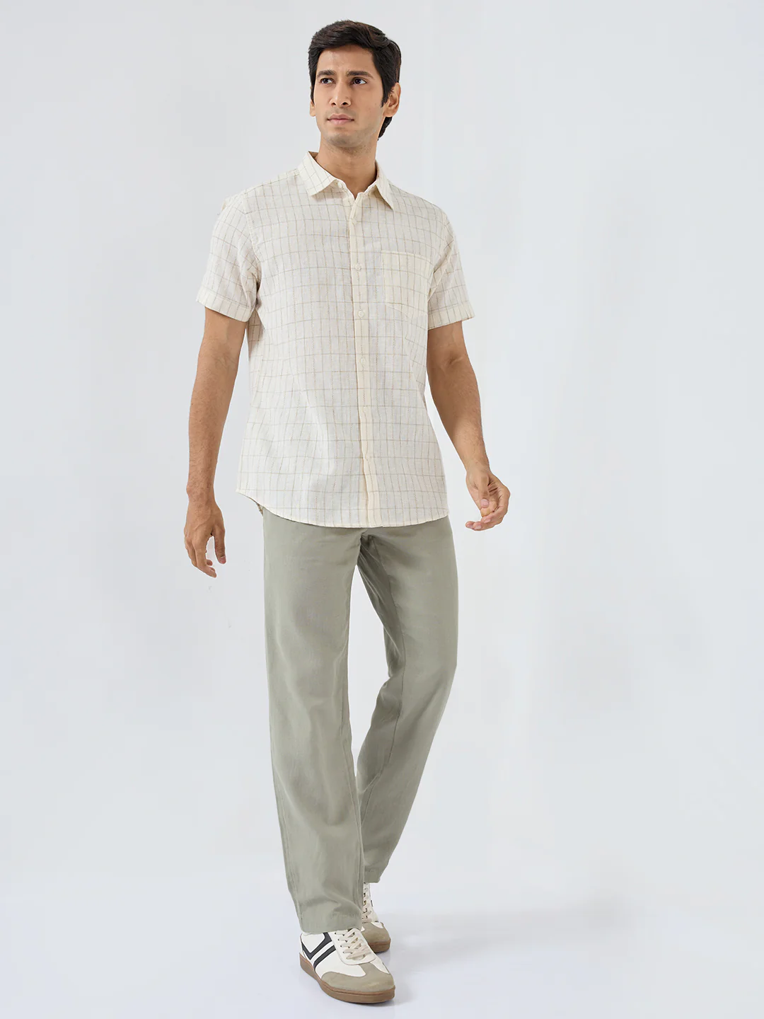 Men Shirt Check White Regular Fit - Image 2