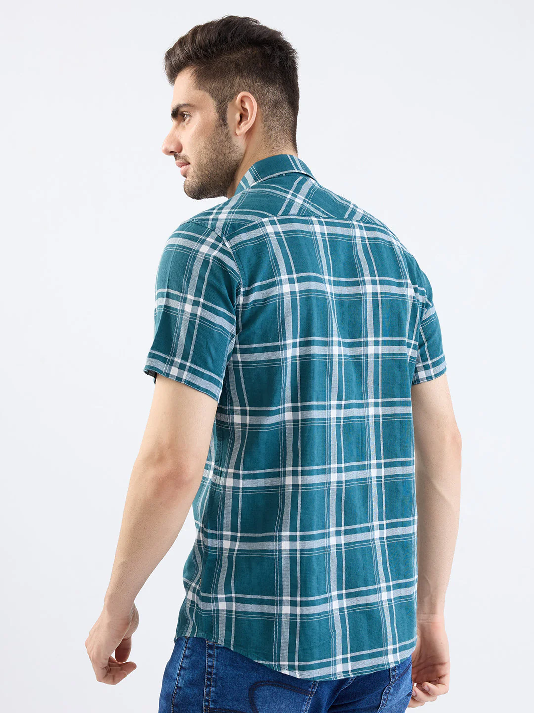 Men Shirt Green Slim Fit - Image 4