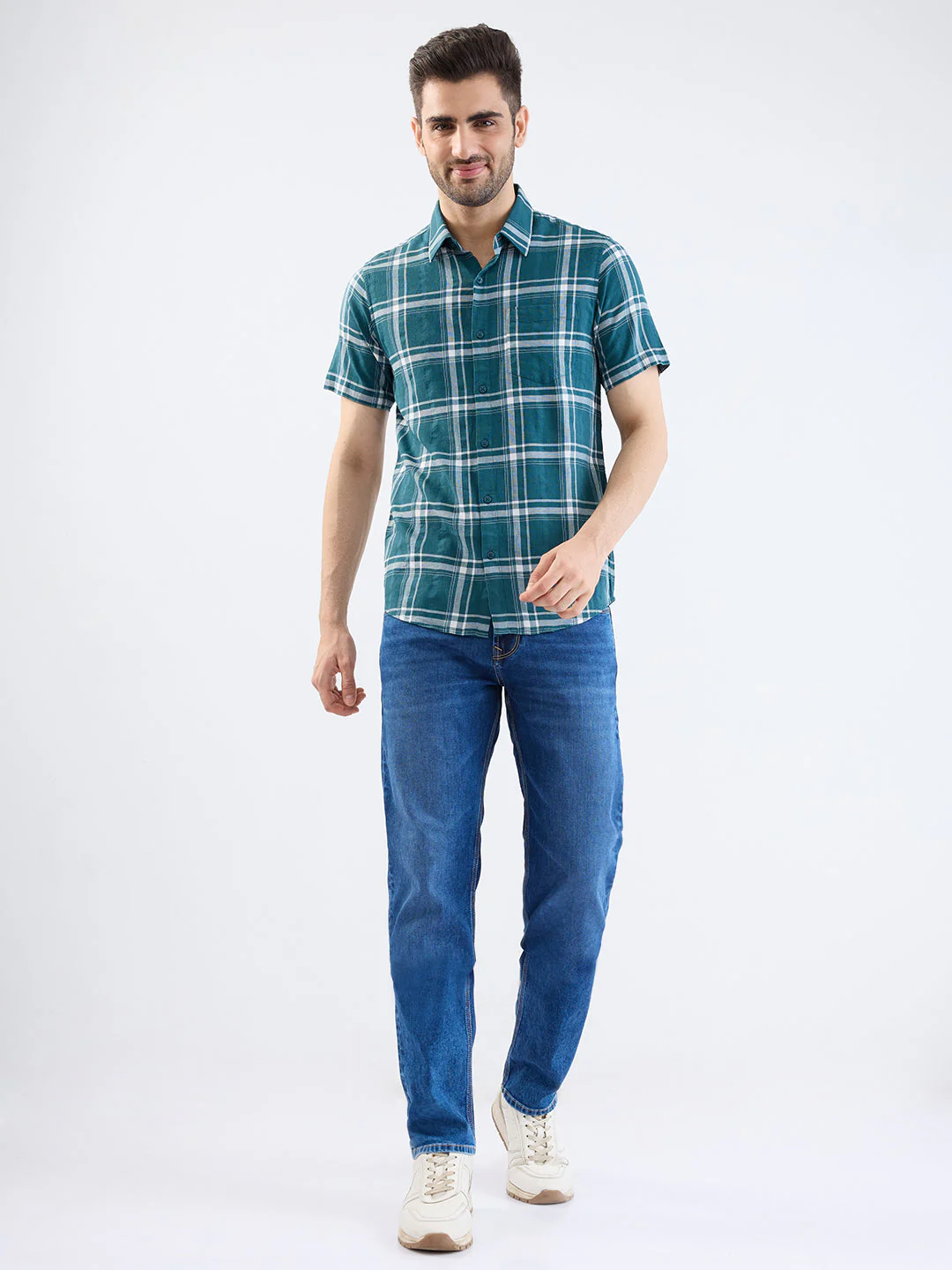 Men Shirt Green Slim Fit - Image 5