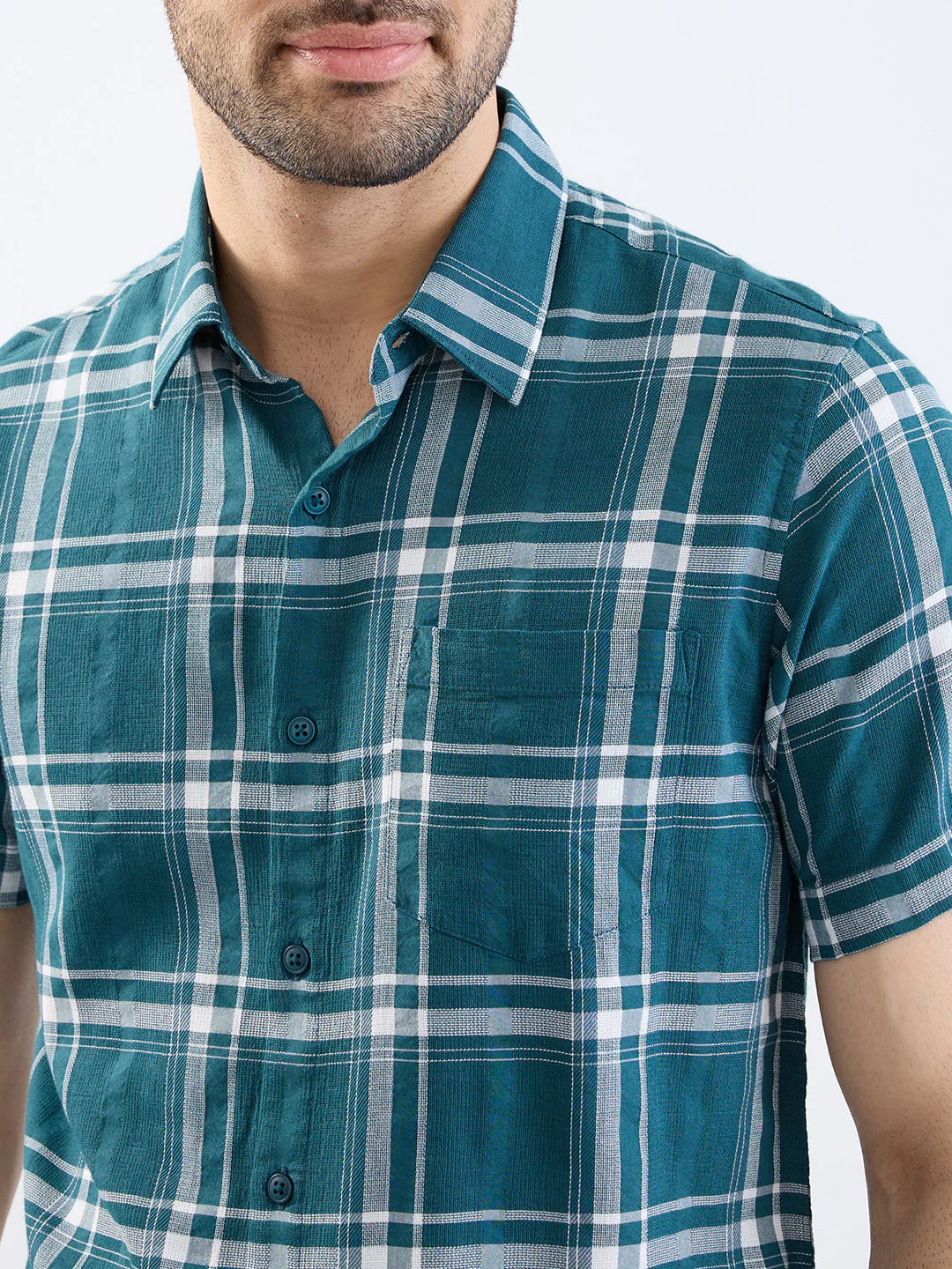 Men Shirt Green Slim Fit - Image 6