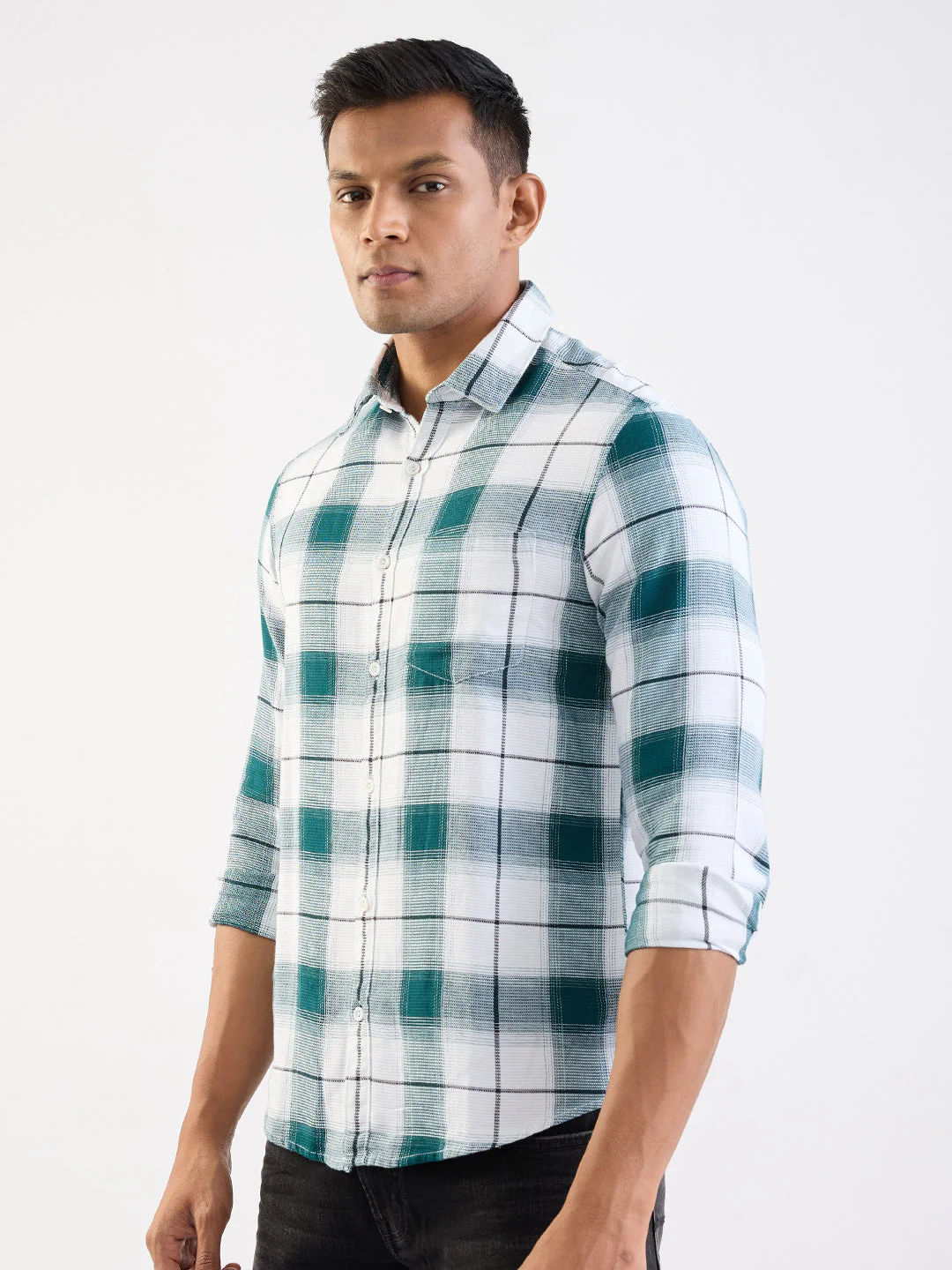 Men Shirt Green Slim Fit - Image 10