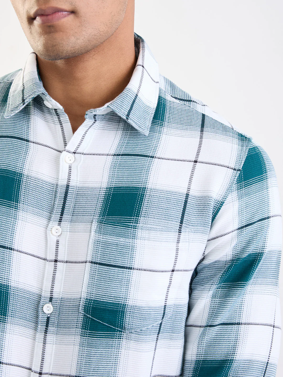 Men Shirt Green Slim Fit - Image 13