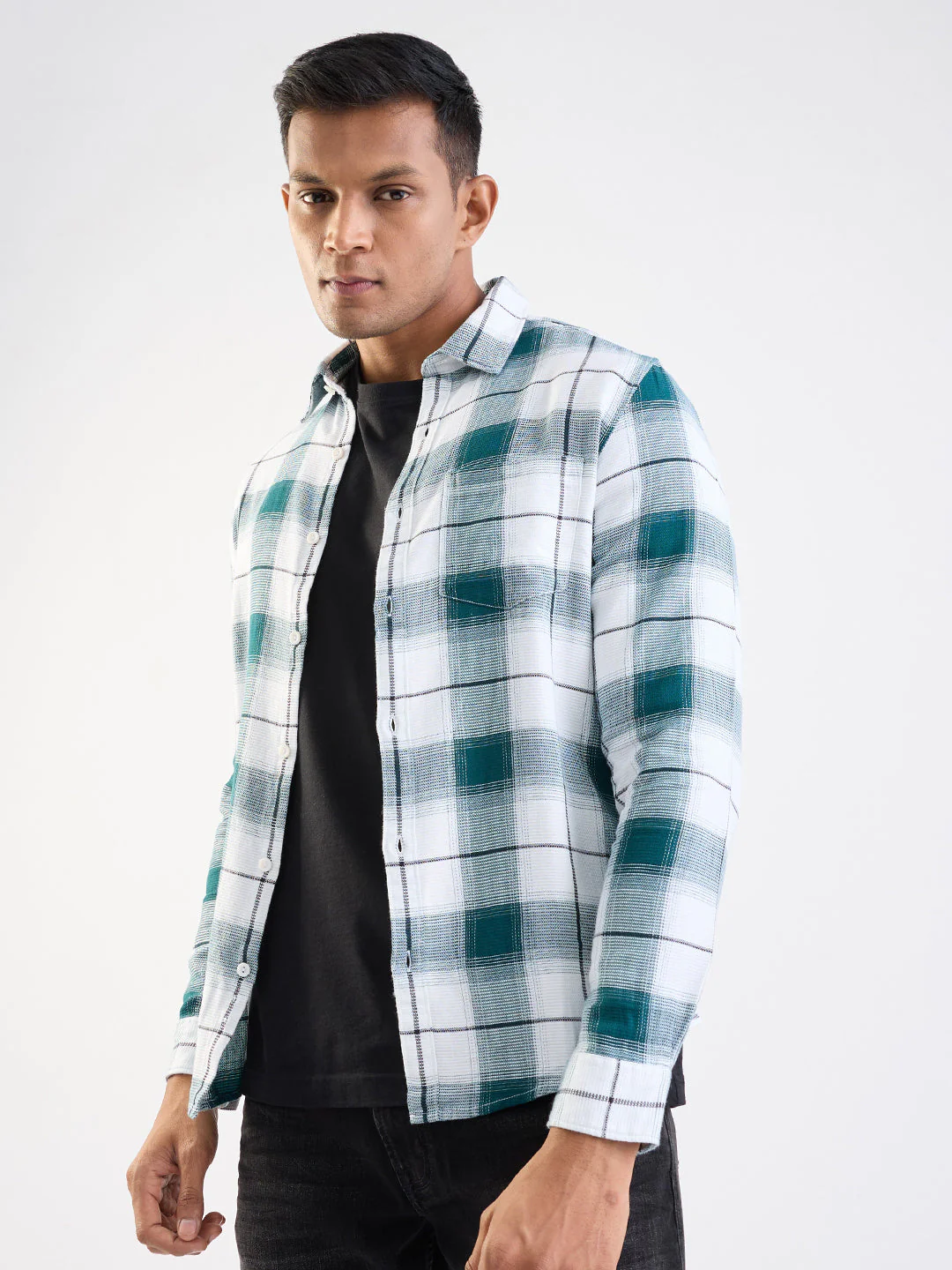 Men Shirt Green Slim Fit - Image 14
