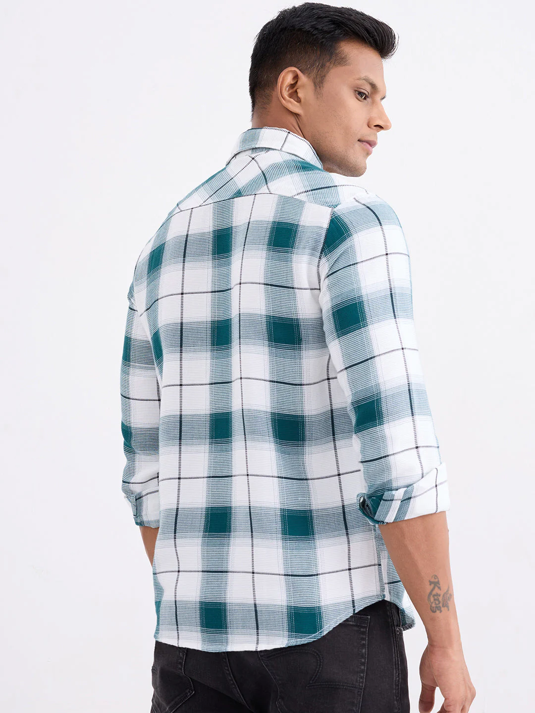 Men Shirt Green Slim Fit - Image 4