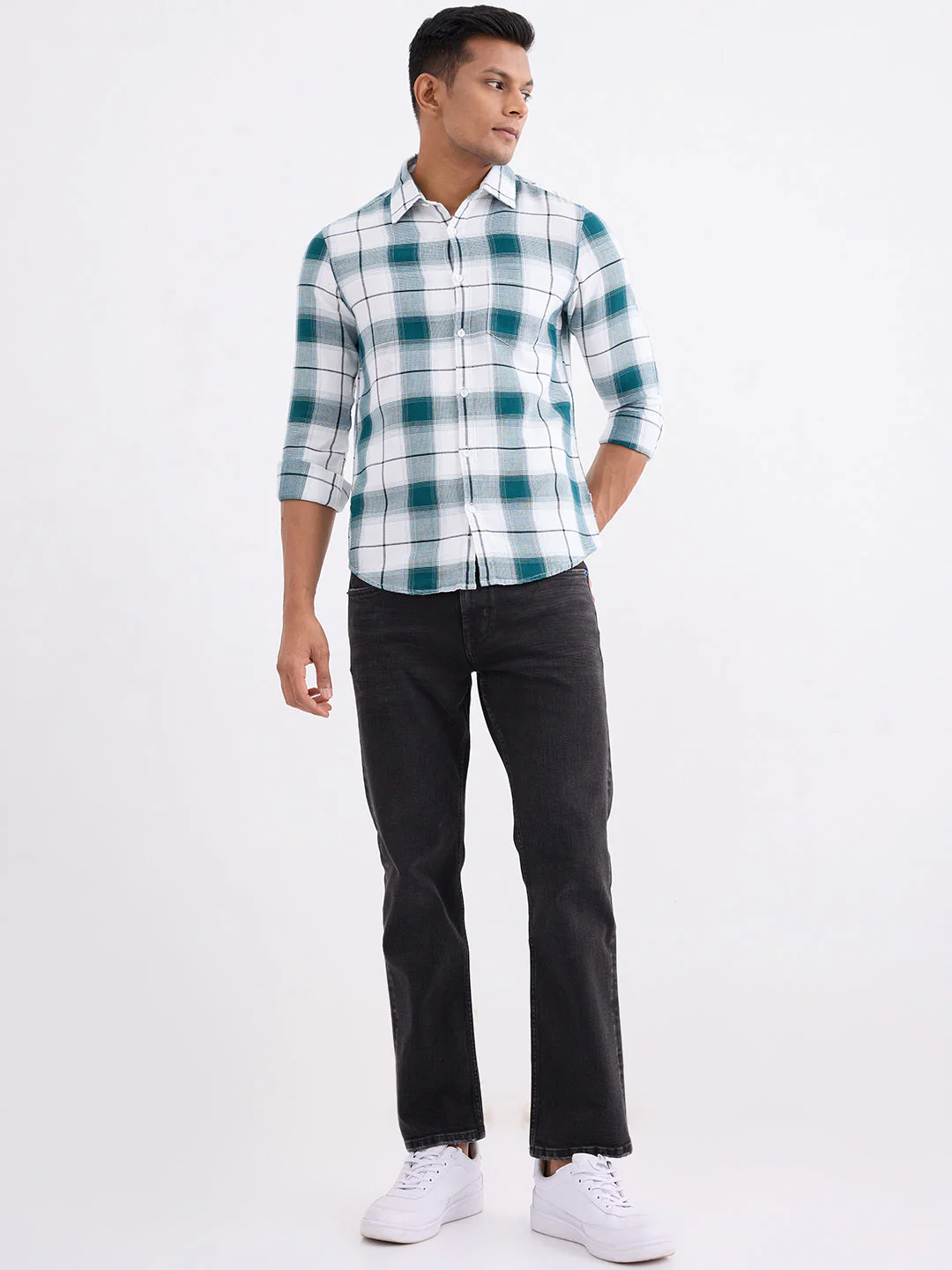Men Shirt Green Slim Fit - Image 5