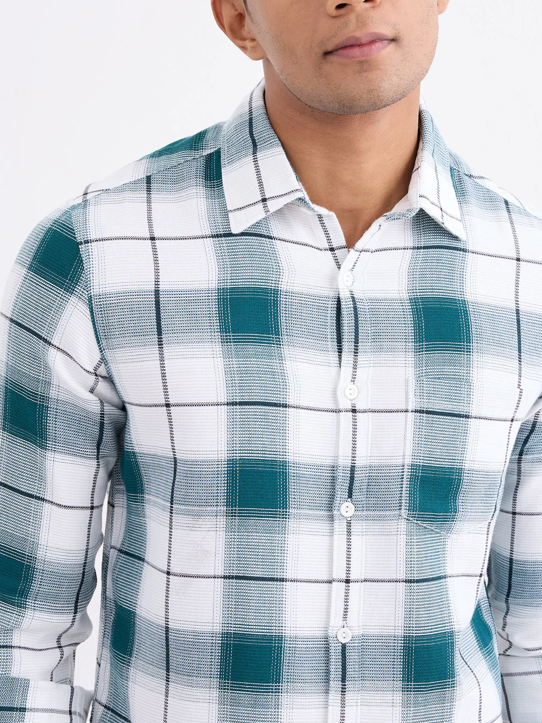 Men Shirt Green Slim Fit - Image 6