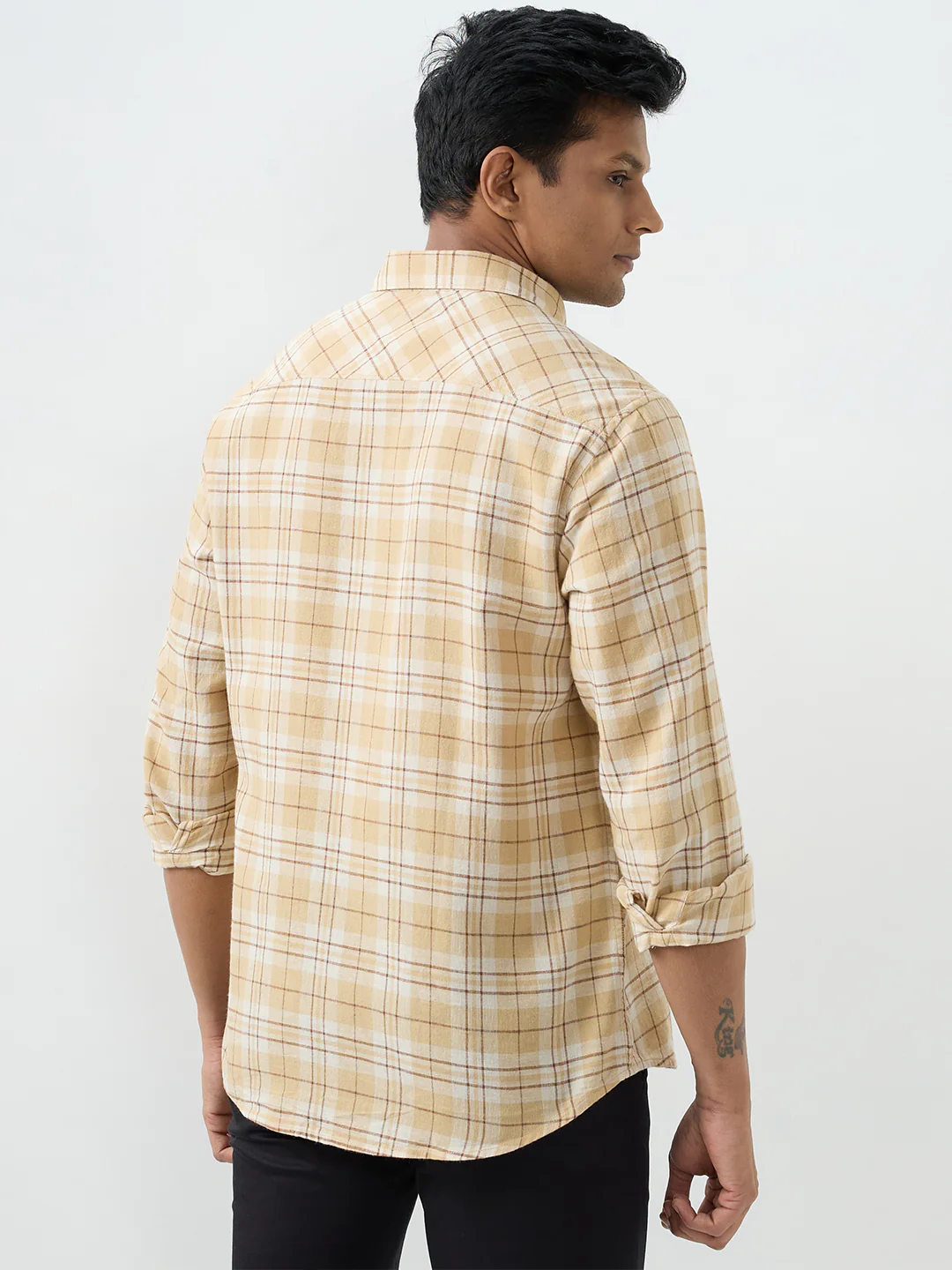 Men Shirt Beige Slim Fit - Image 4