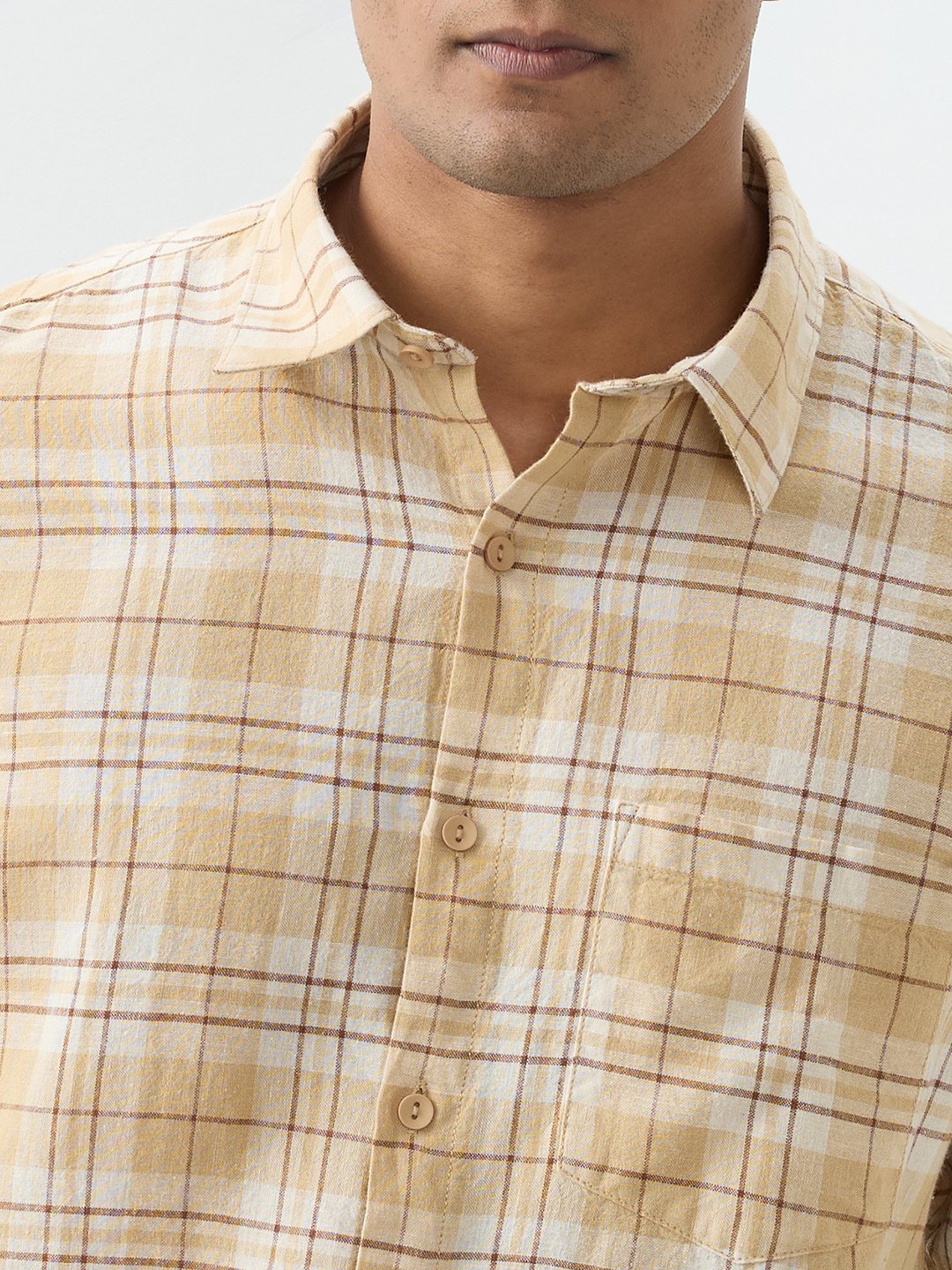 Men Shirt Beige Slim Fit - Image 6