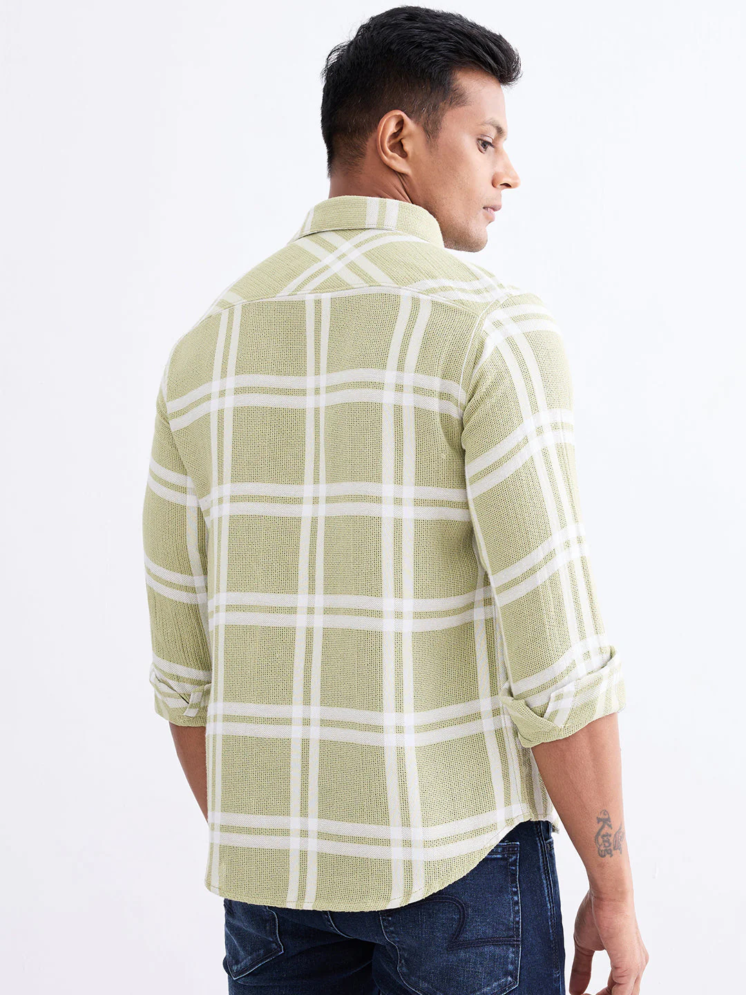 Men Shirt Green Slim Fit - Image 4