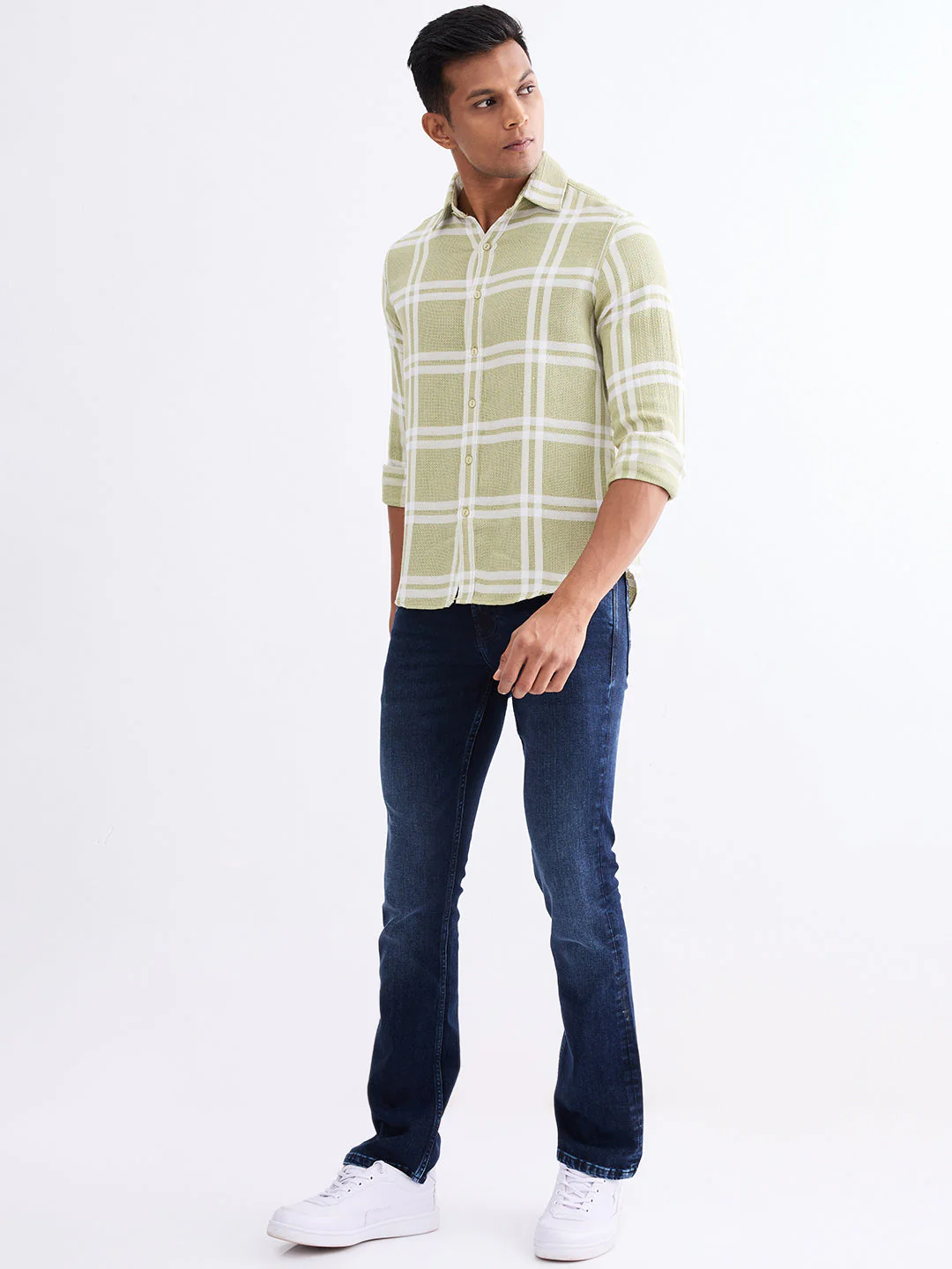 Men Shirt Green Slim Fit - Image 5
