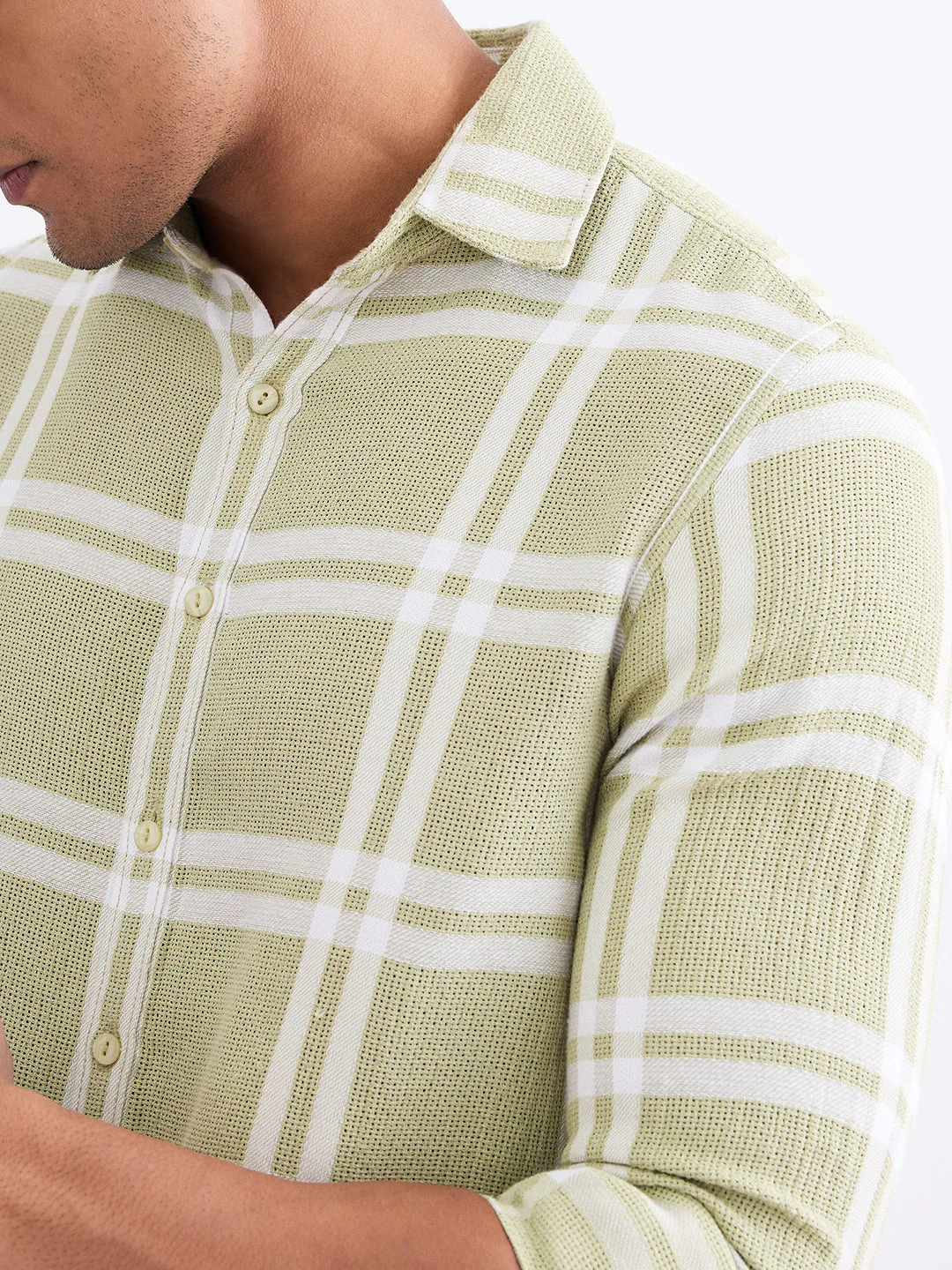 Men Shirt Green Slim Fit - Image 6