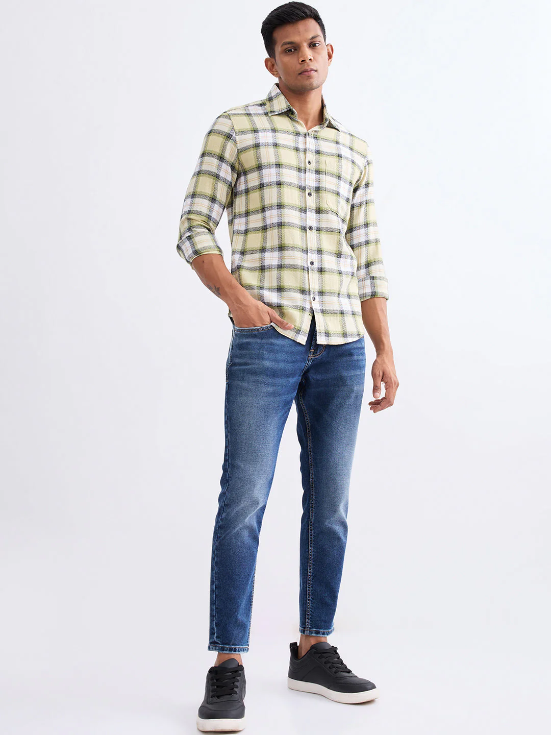 Men Shirt Green Slim Fit - Image 2