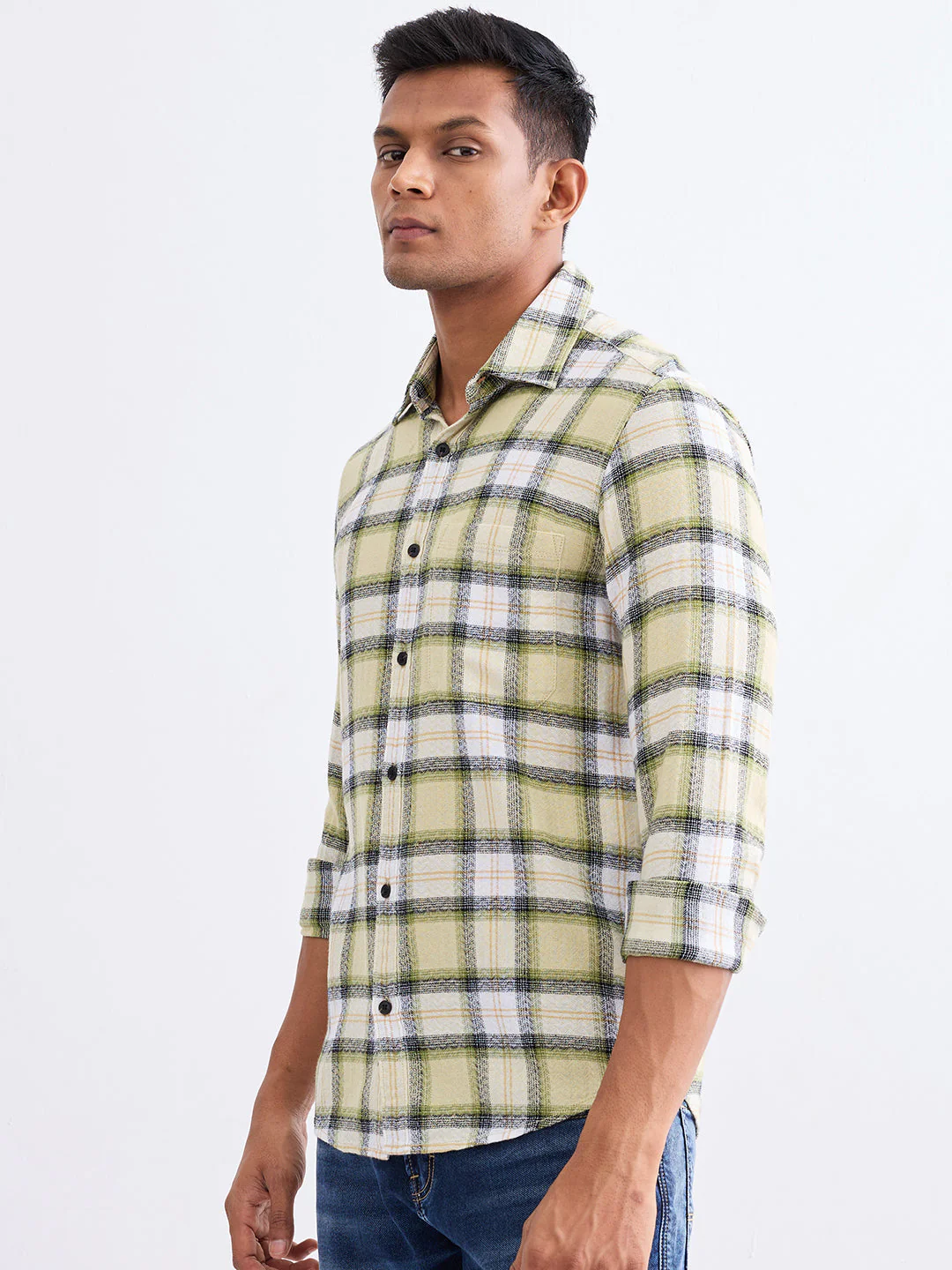 Men Shirt Green Slim Fit - Image 3