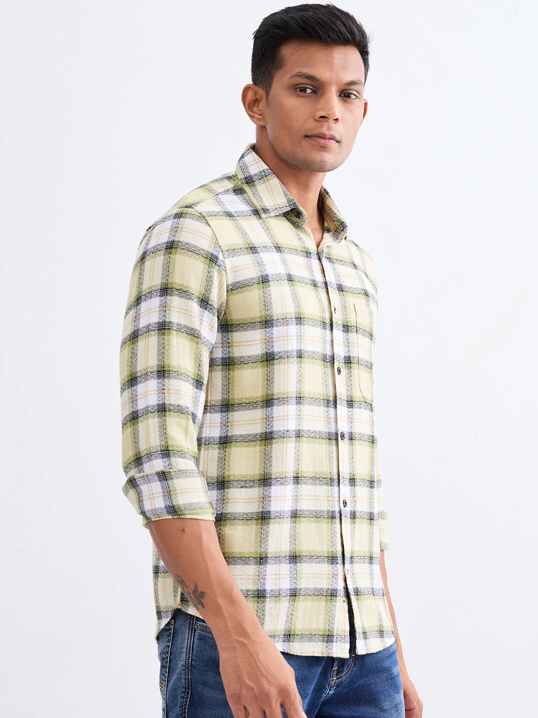 Men Shirt Green Slim Fit - Image 4