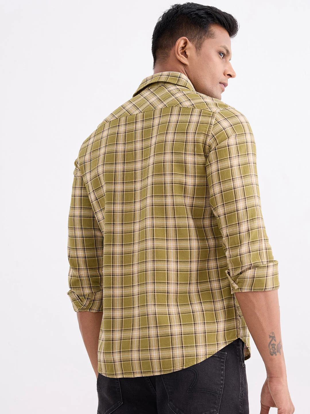 Men Shirt Green Slim Fit - Image 4