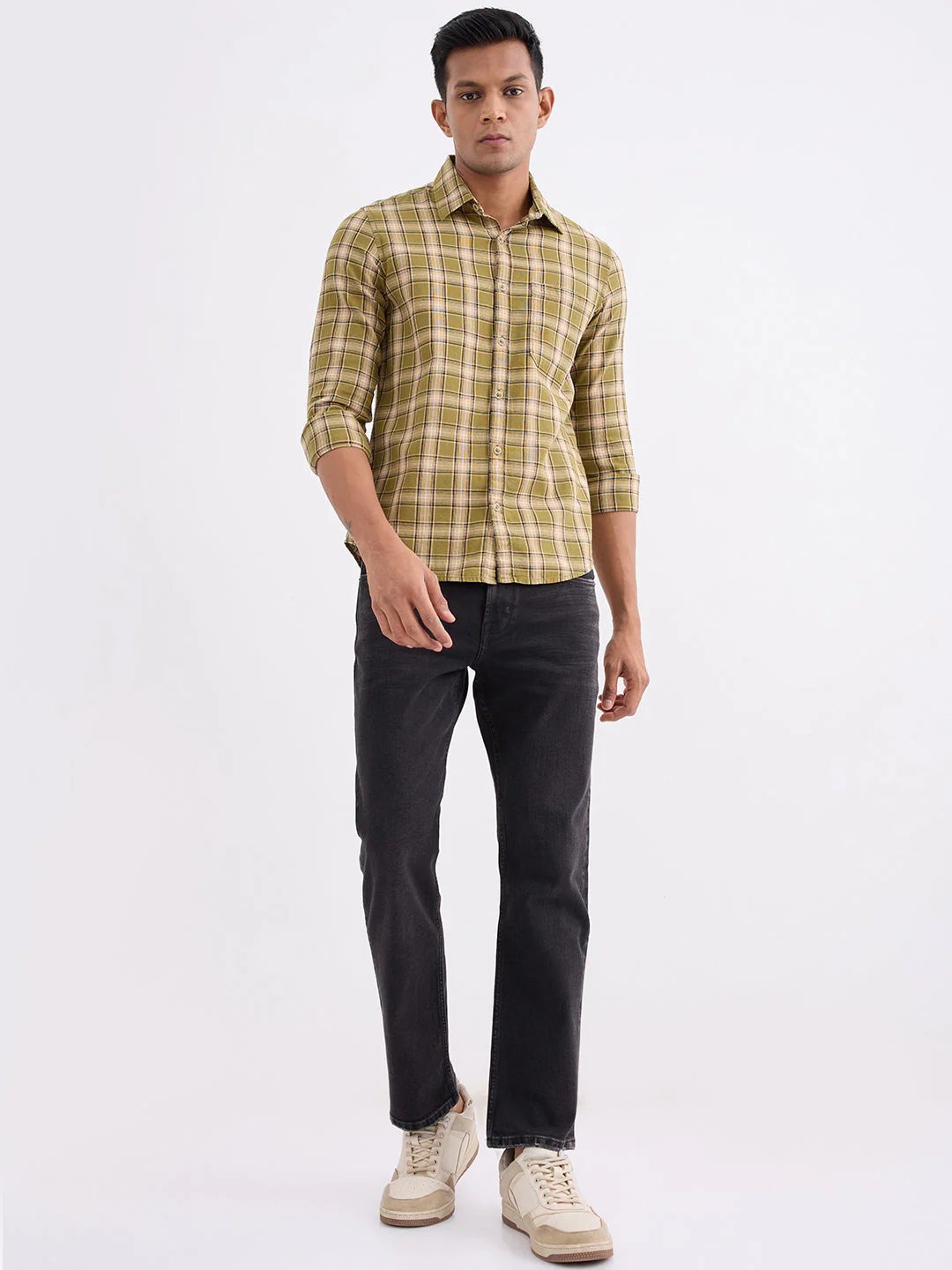 Men Shirt Green Slim Fit - Image 5