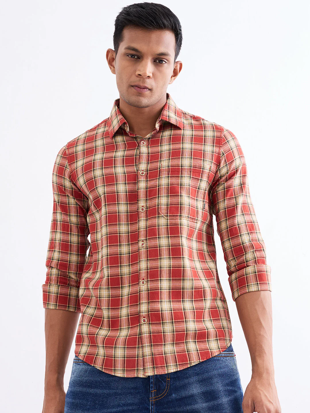 Men Shirt Red Slim Fit - Image 2