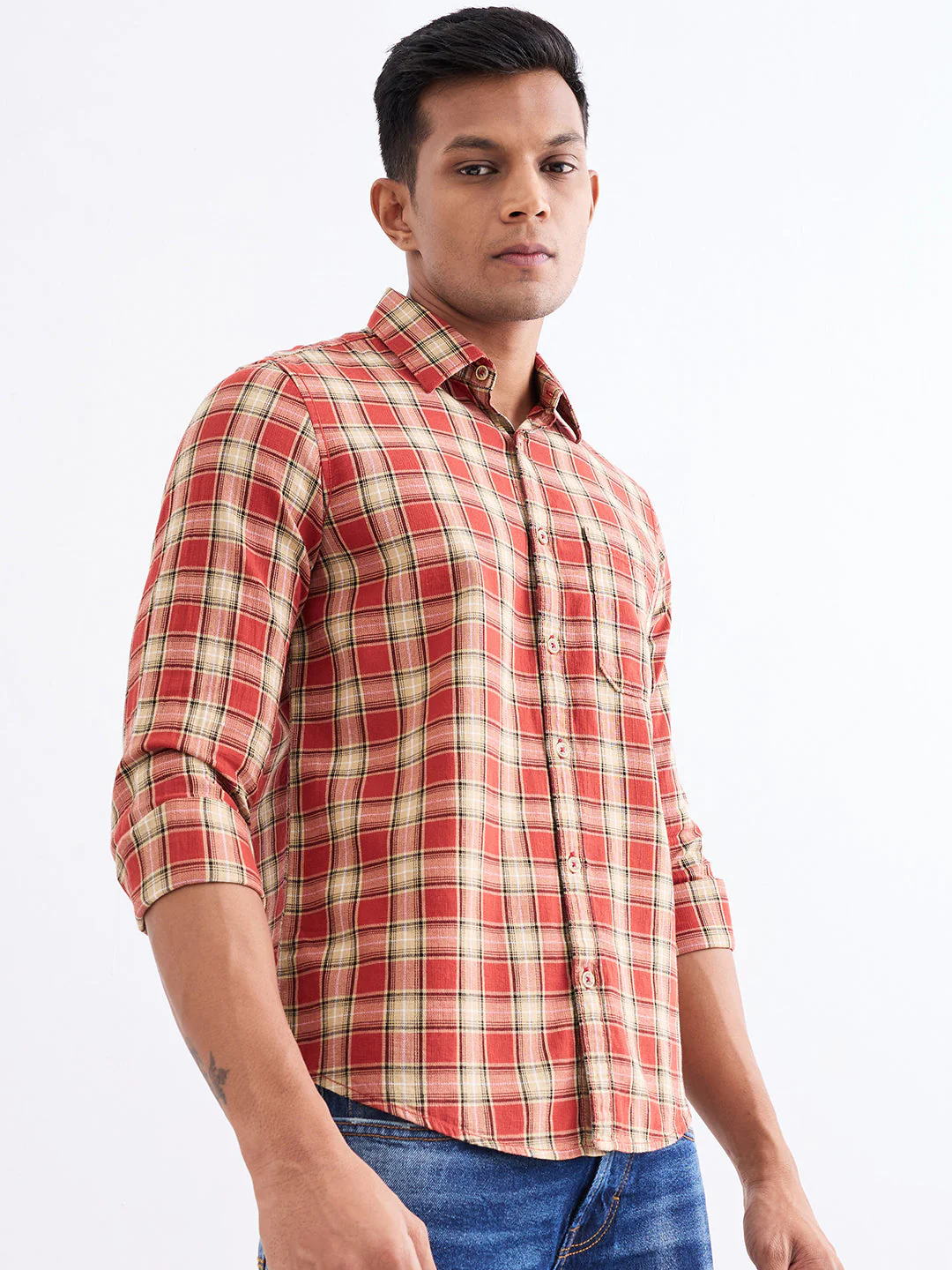 Men Shirt Red Slim Fit - Image 3