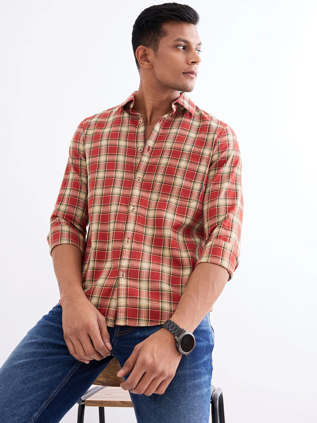 Men Shirt Red Slim Fit - Image 7