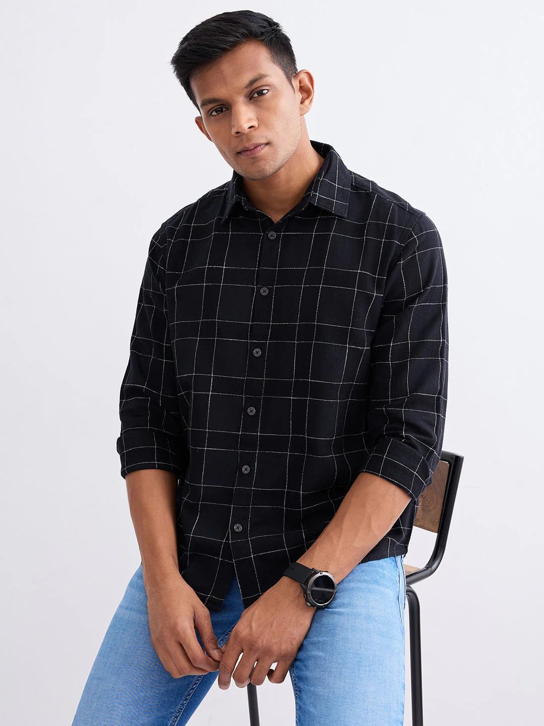 Men Shirt Black Slim Fit - Image 7