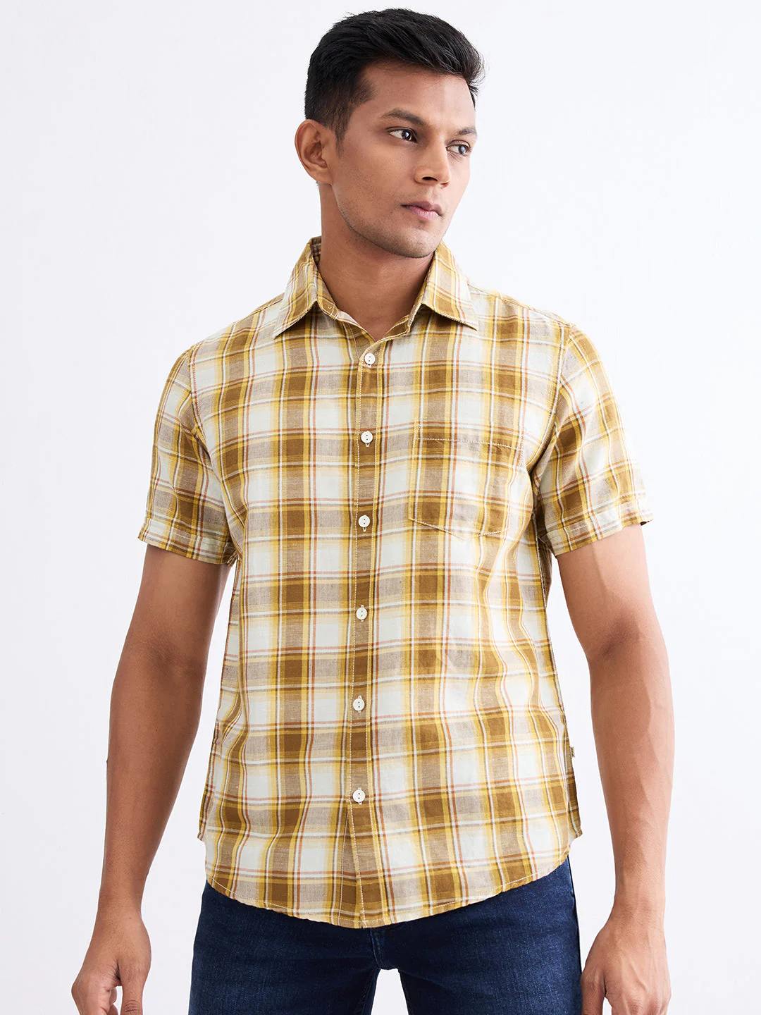 Men Shirt Grey Slim Fit - Image 2