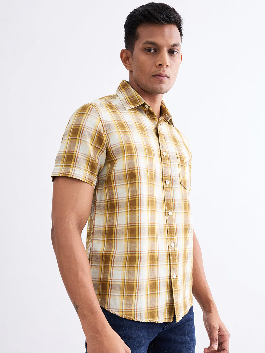 Men Shirt Grey Slim Fit - Image 3