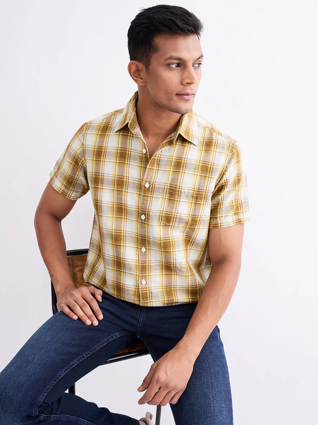 Men Shirt Grey Slim Fit - Image 7
