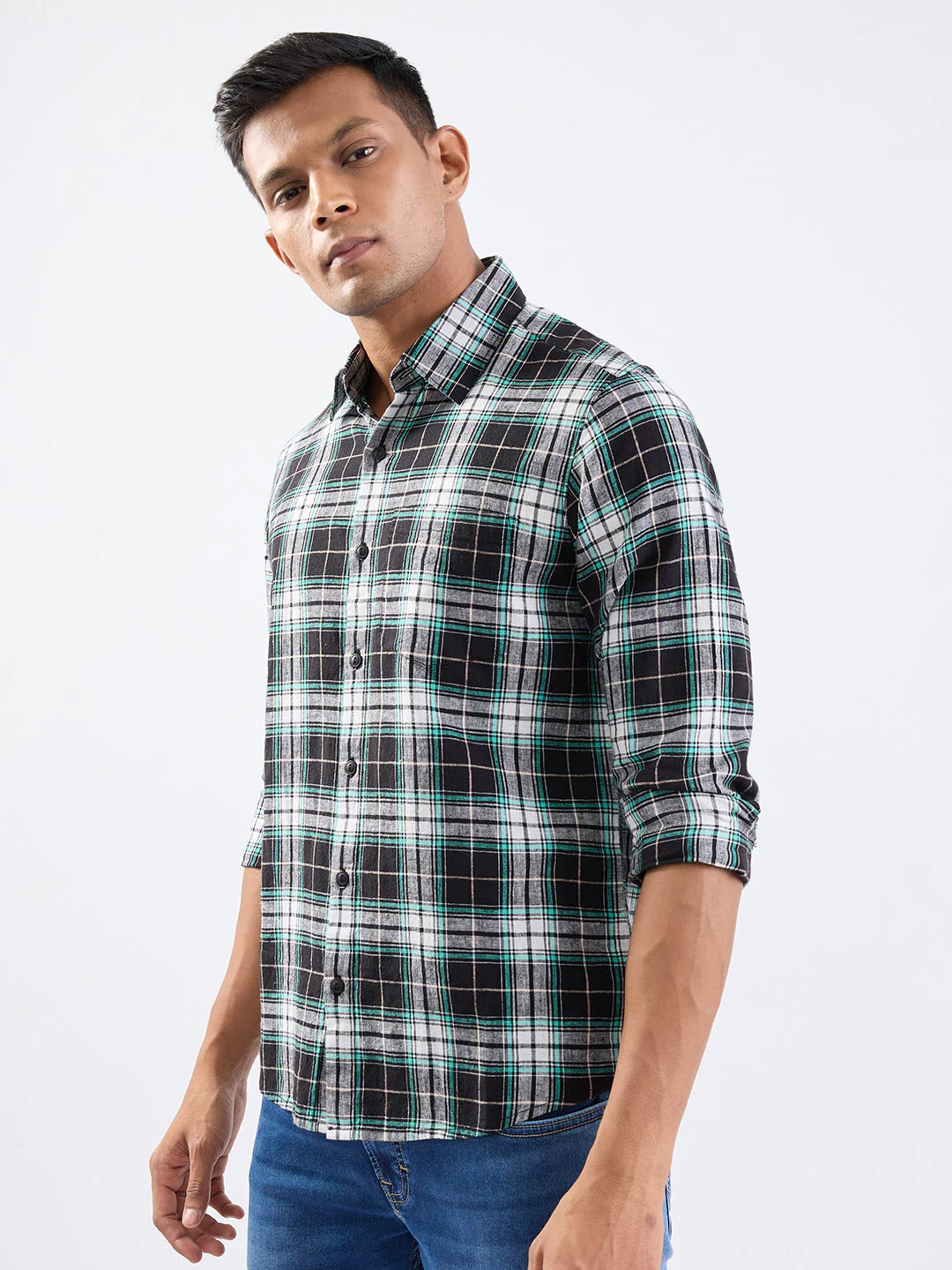 Men Shirt Black Slim Fit - Image 3