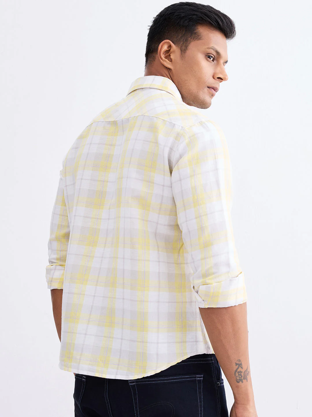 Men Shirt Yellow Slim Fit - Image 4