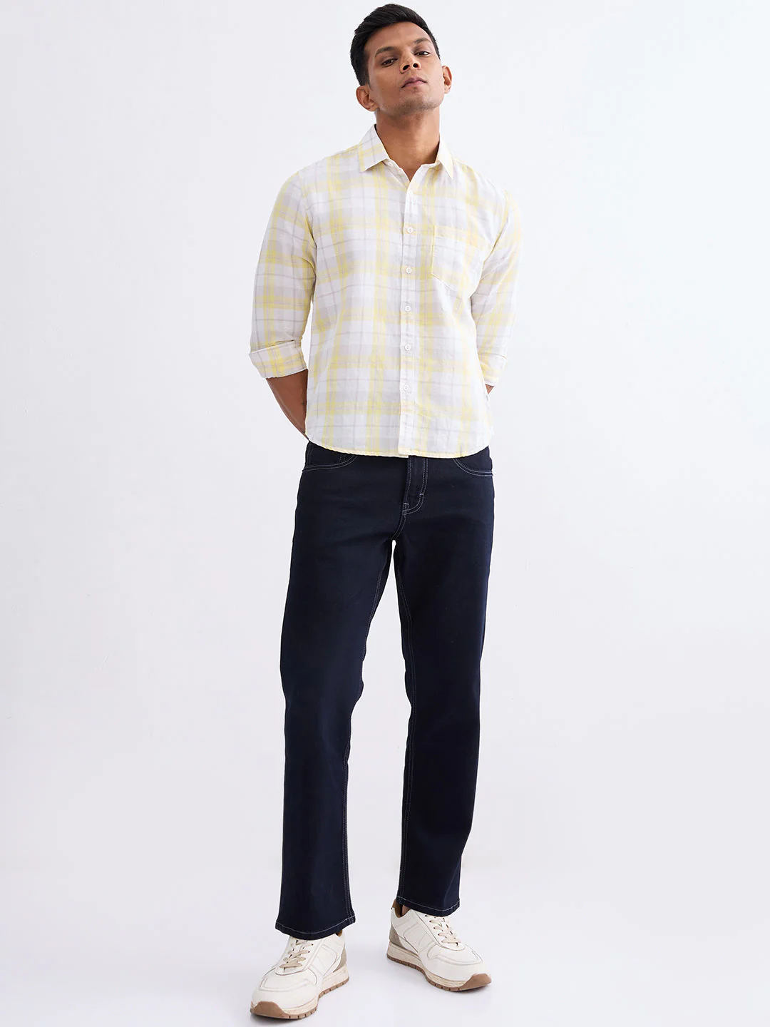 Men Shirt Yellow Slim Fit - Image 5