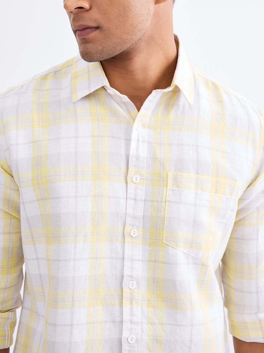 Men Shirt Yellow Slim Fit - Image 6