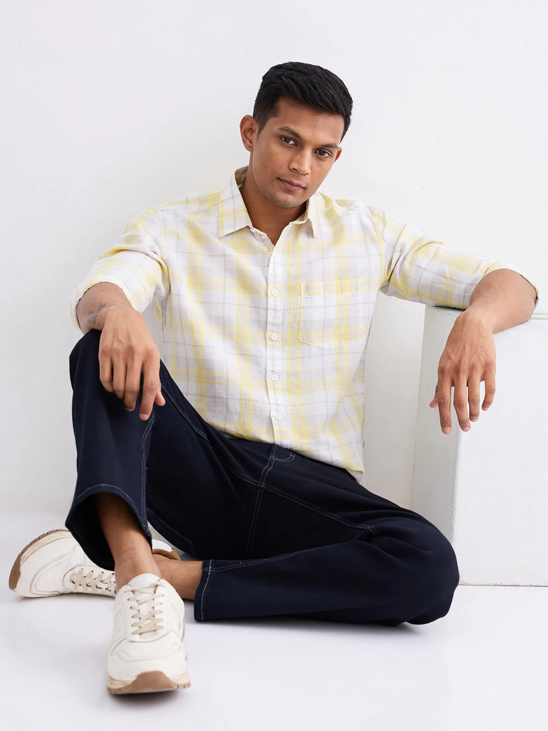Men Shirt Yellow Slim Fit - Image 7