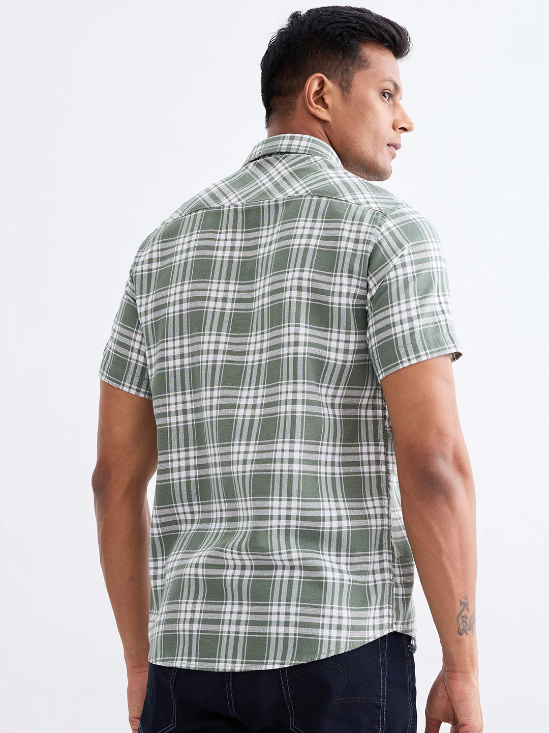 Men Shirt Green Slim Fit - Image 4