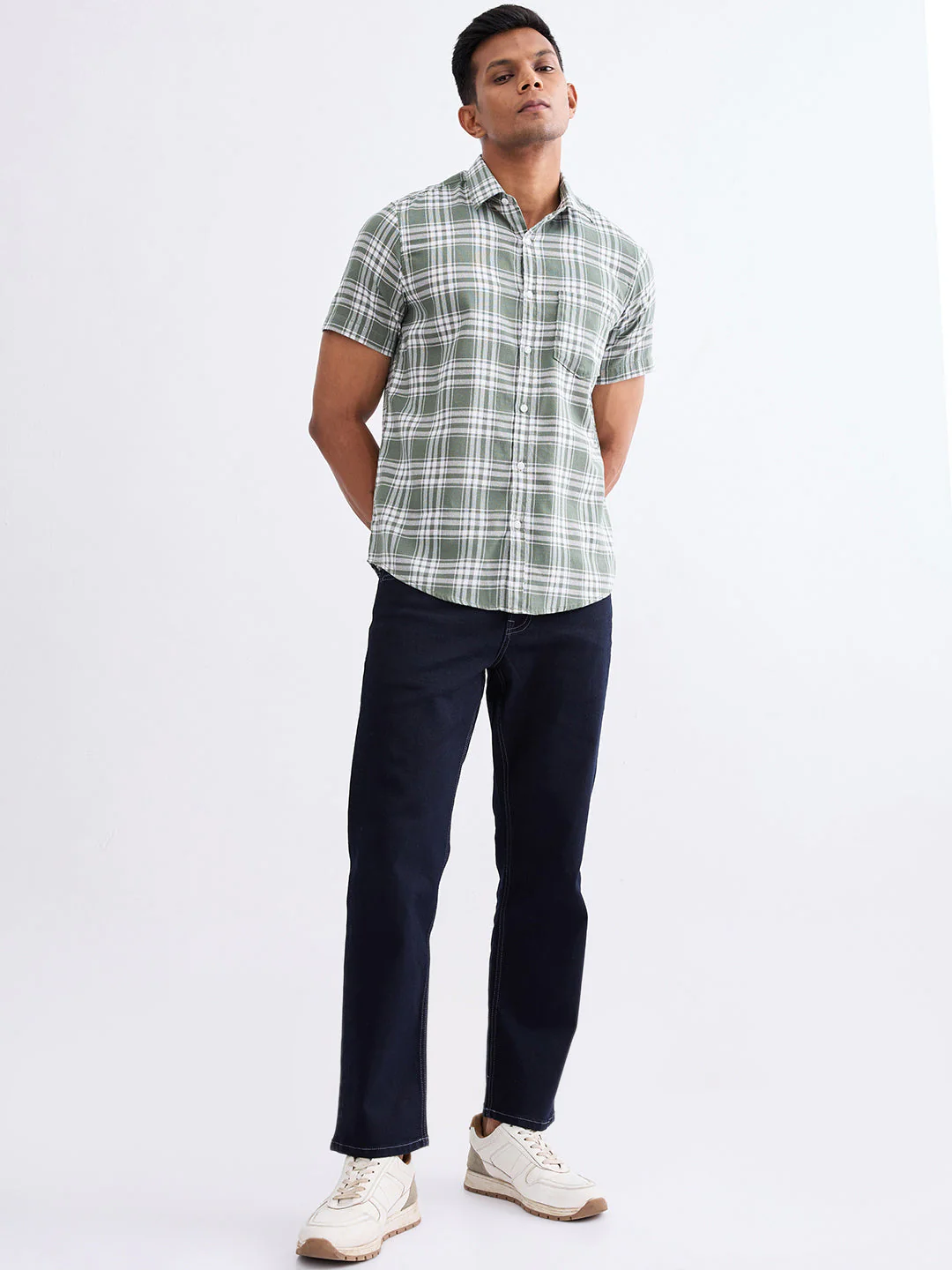 Men Shirt Green Slim Fit - Image 5