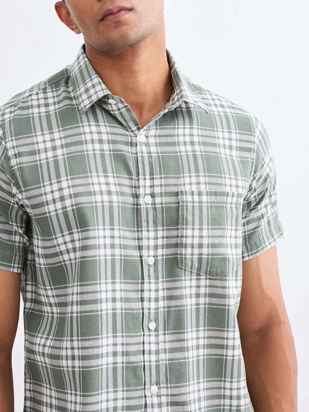 Men Shirt Green Slim Fit - Image 6