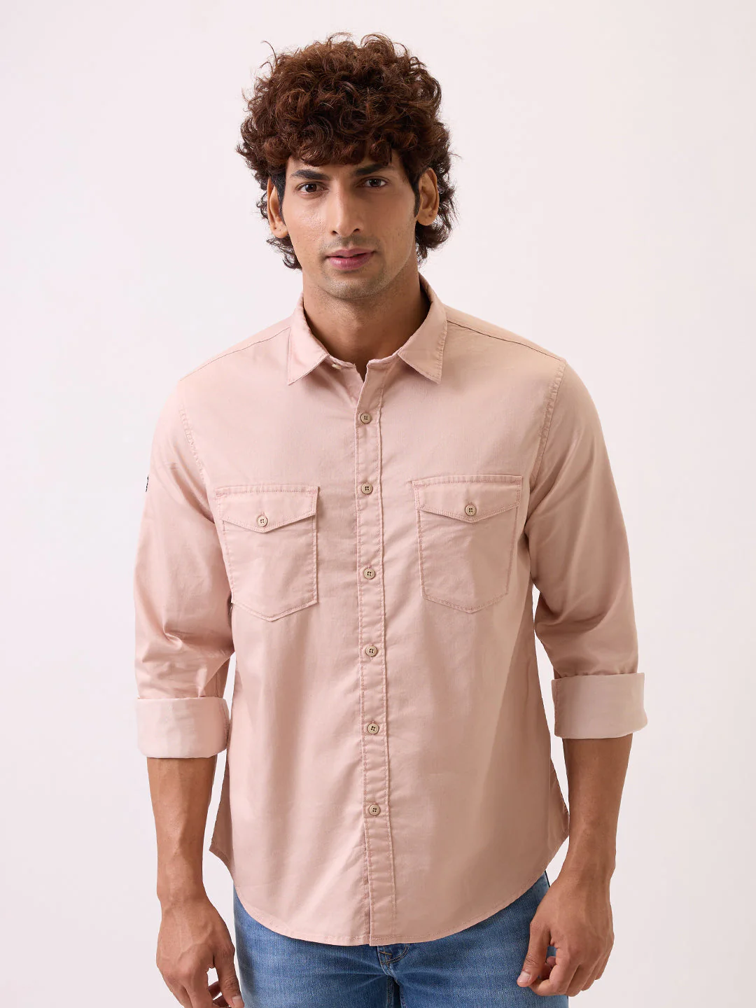 Men Shirt Pink Slim Fit - Image 2