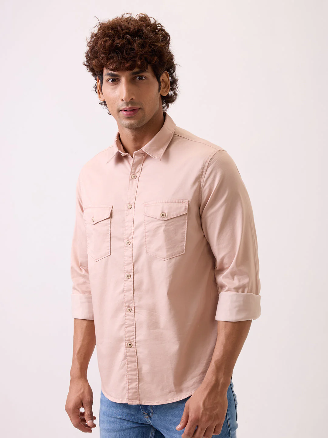 Men Shirt Pink Slim Fit - Image 3