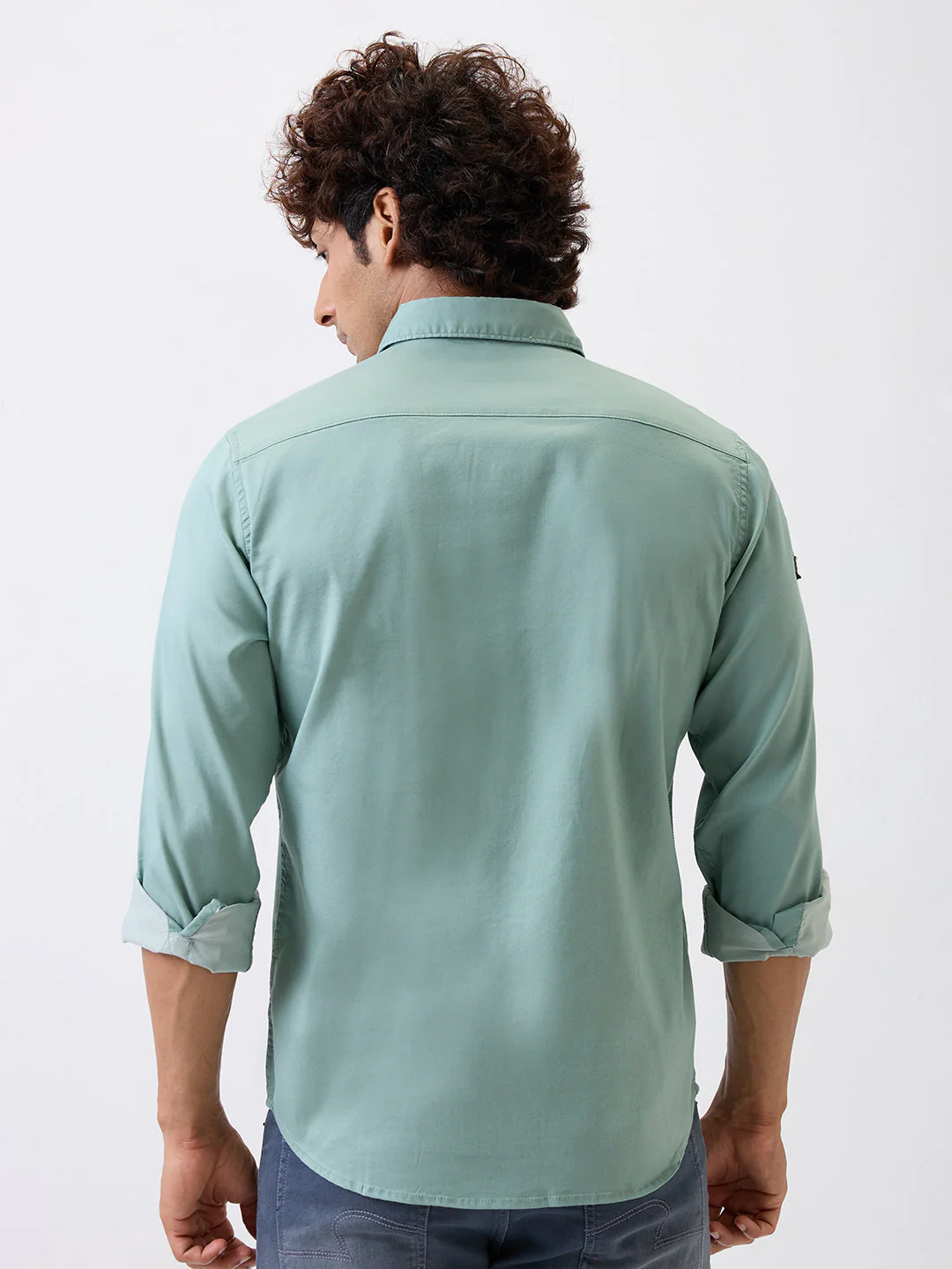 Men Shirt Green Slim Fit - Image 4