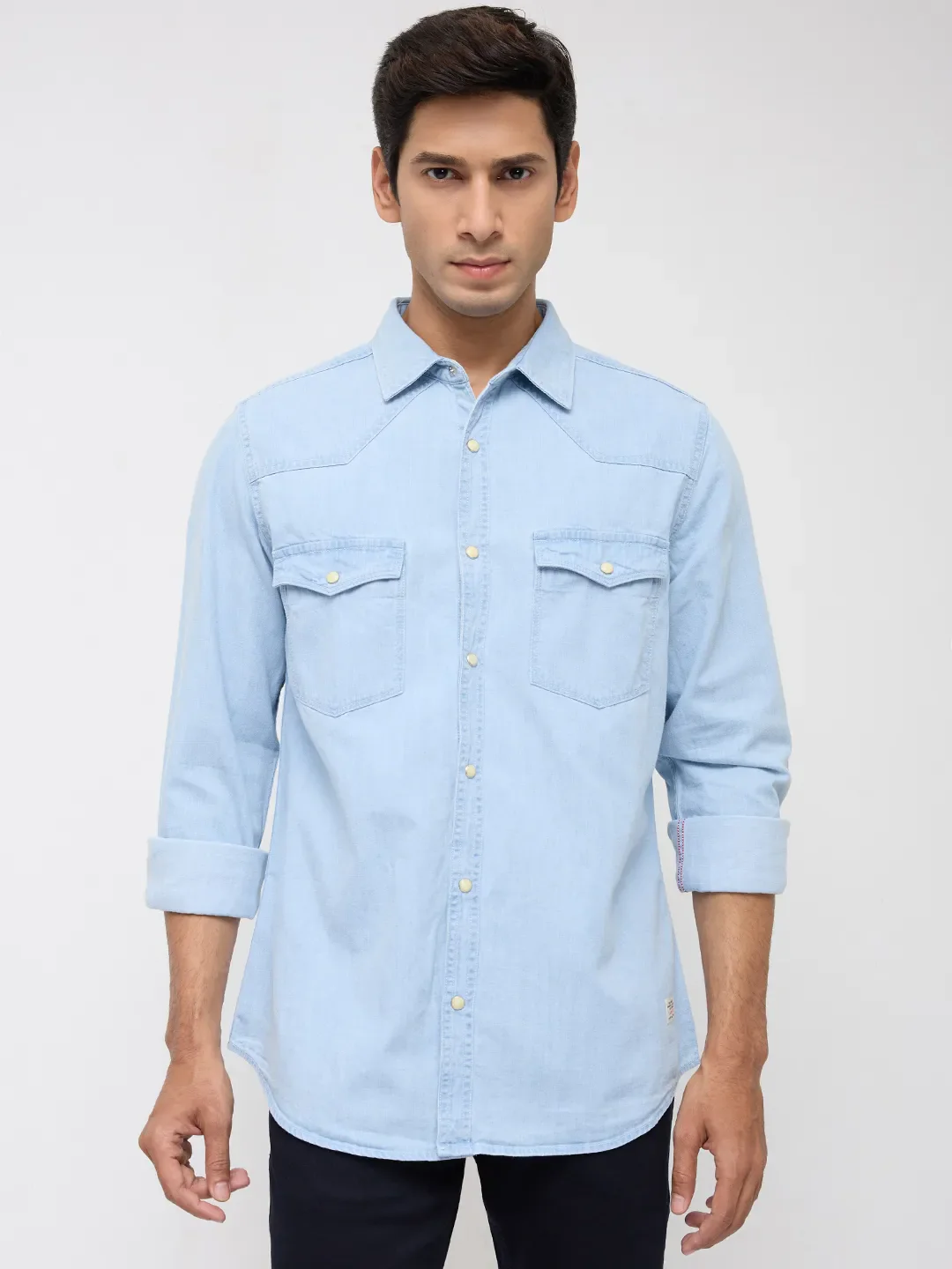 Men Shirt Denim Light Blue Regular Fit