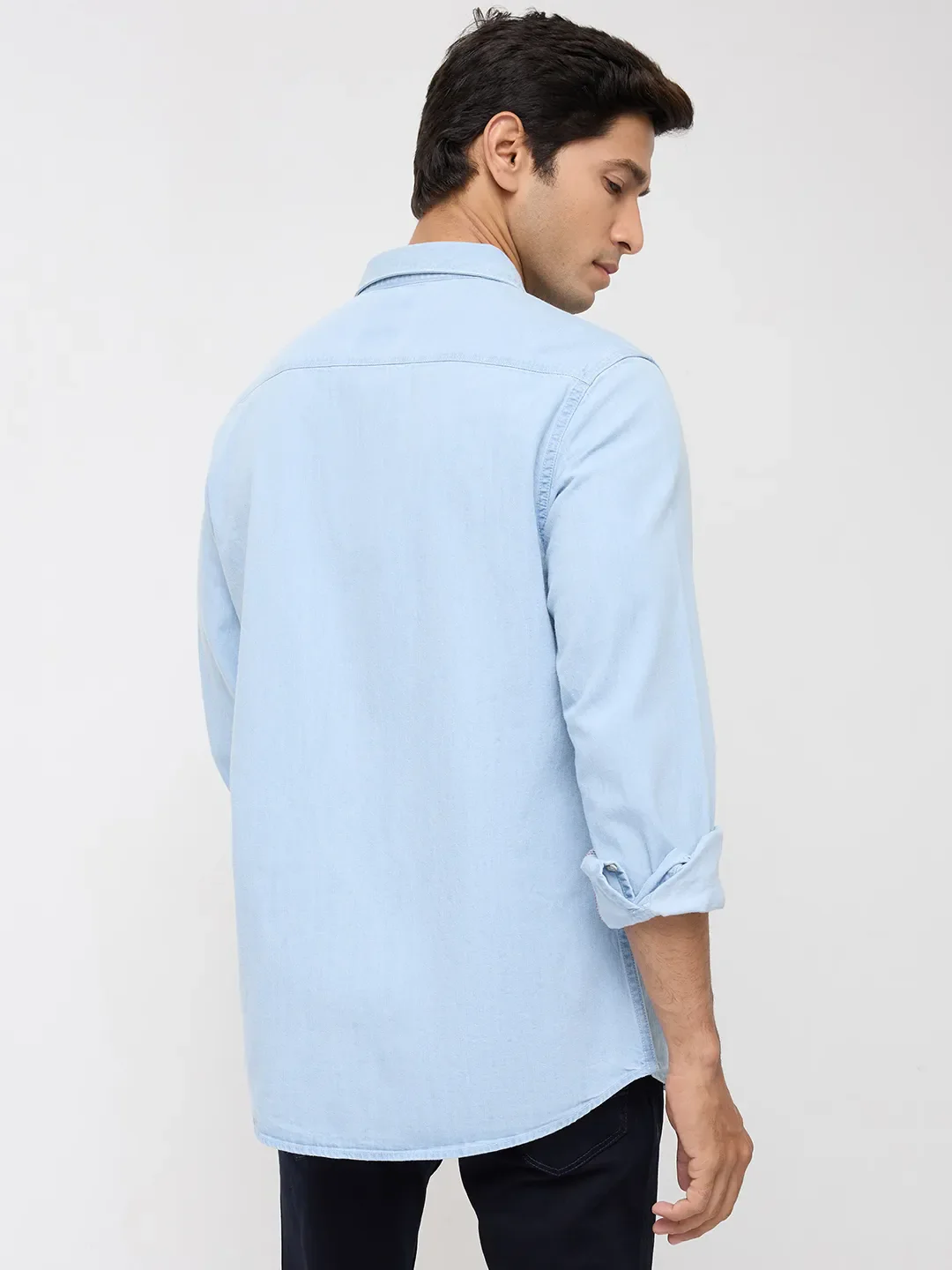 Men Shirt Denim Light Blue Regular Fit - Image 5