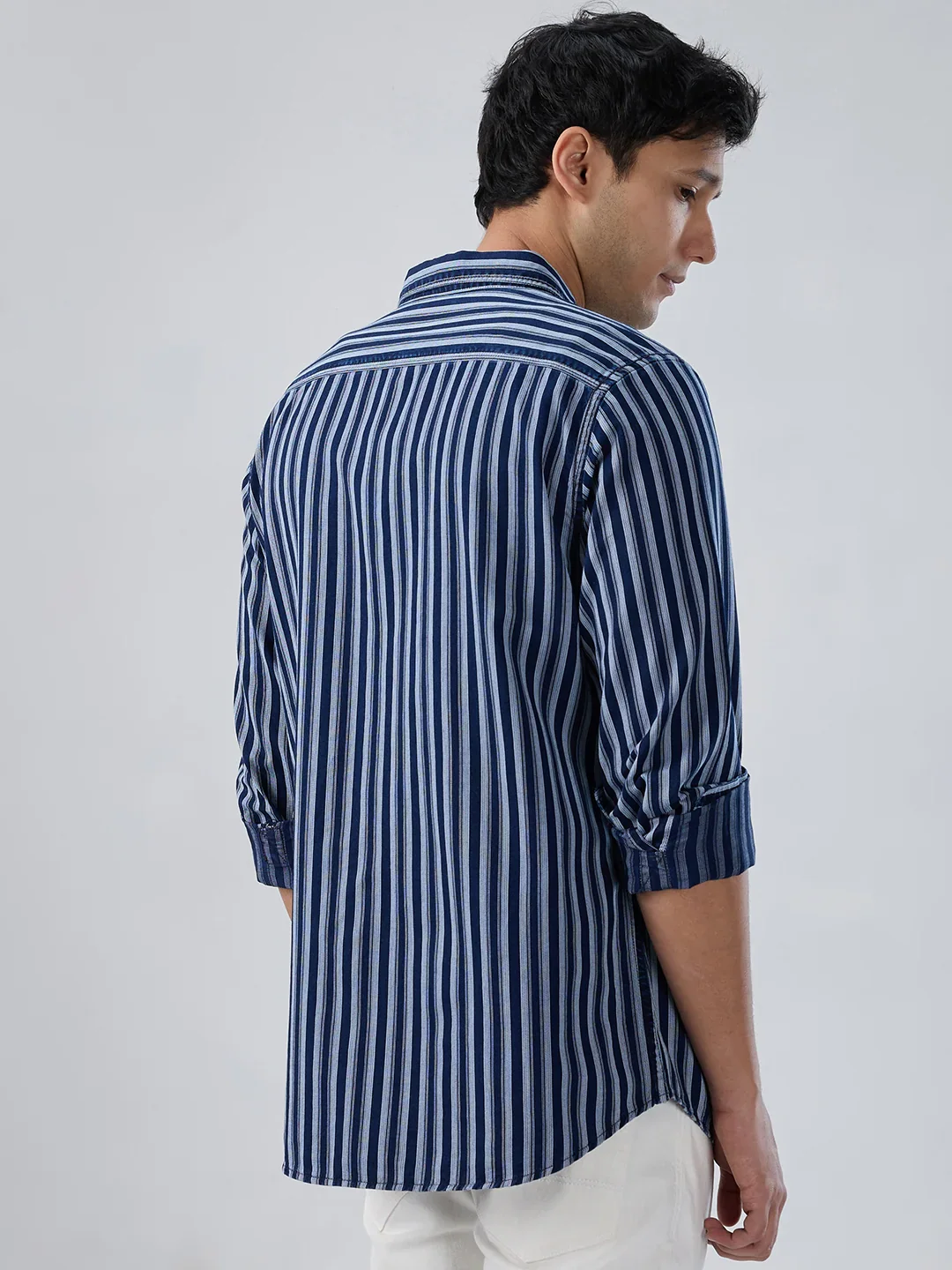 Men Shirt Denim Blue Regular Fit - Image 6