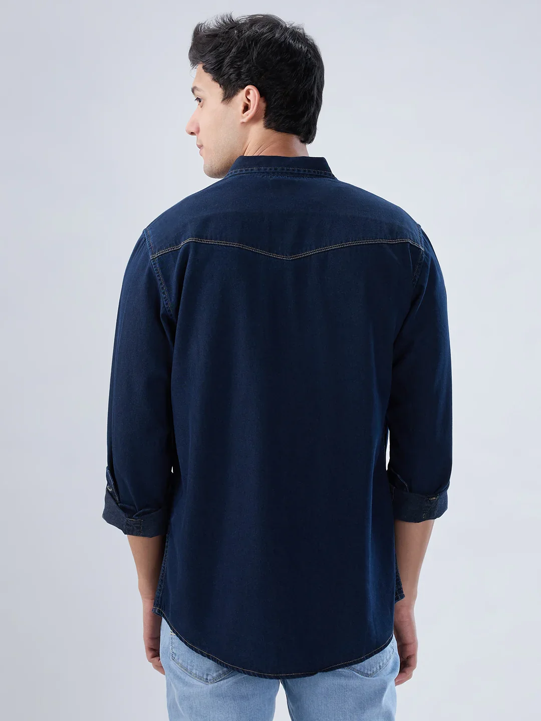 Men Shirt Dark Blue Regular Fit - Image 6