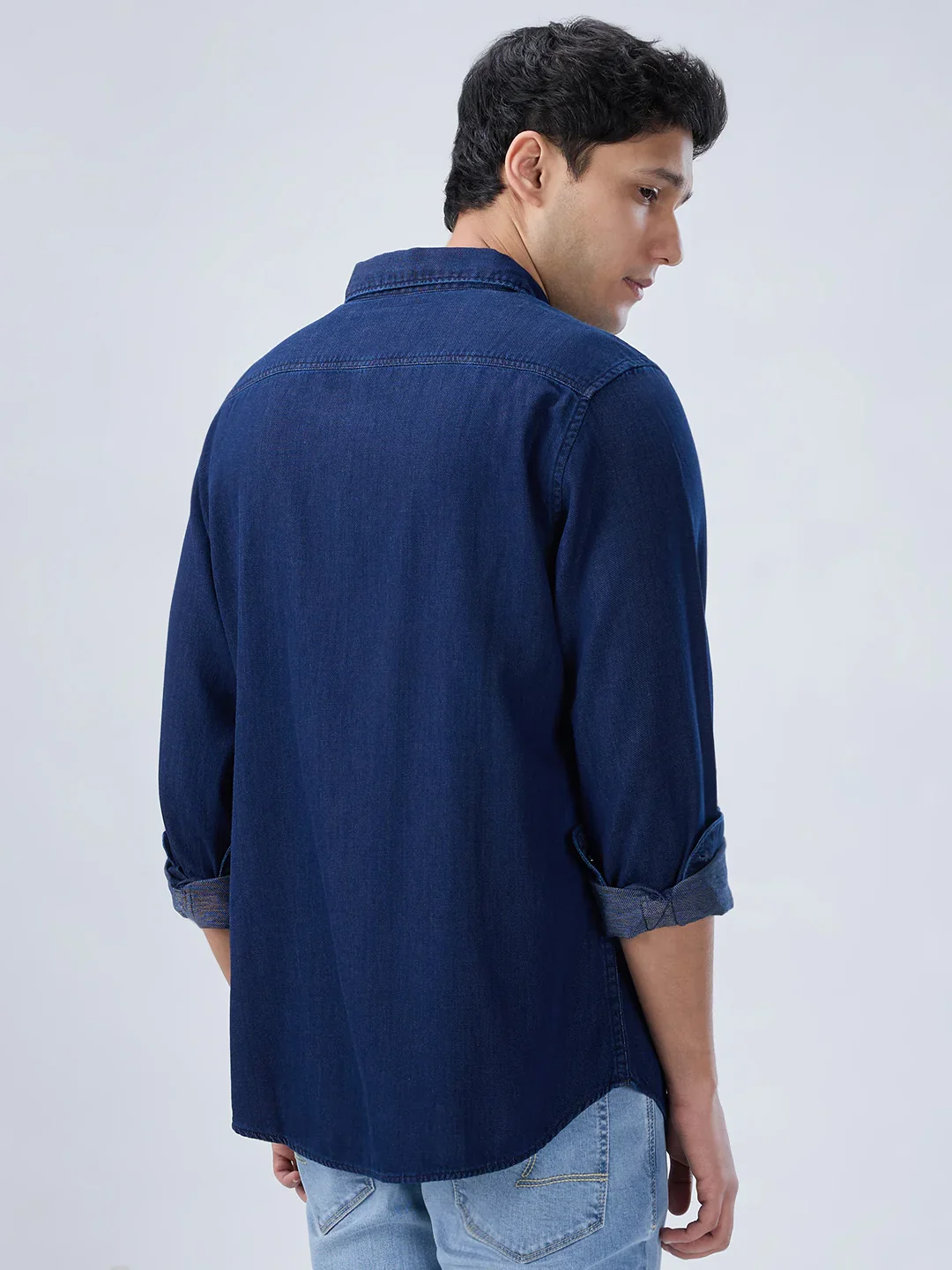 Men Shirt Dark Blue Regular Fit - Image 6