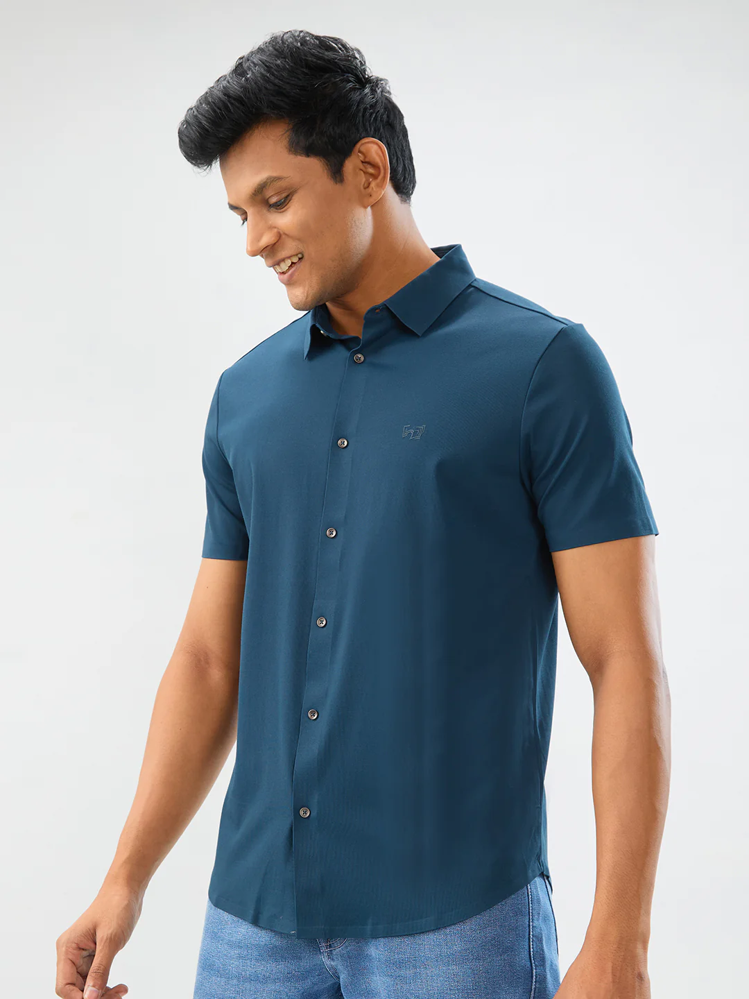 Men Shirt Green Slim Fit - Image 3
